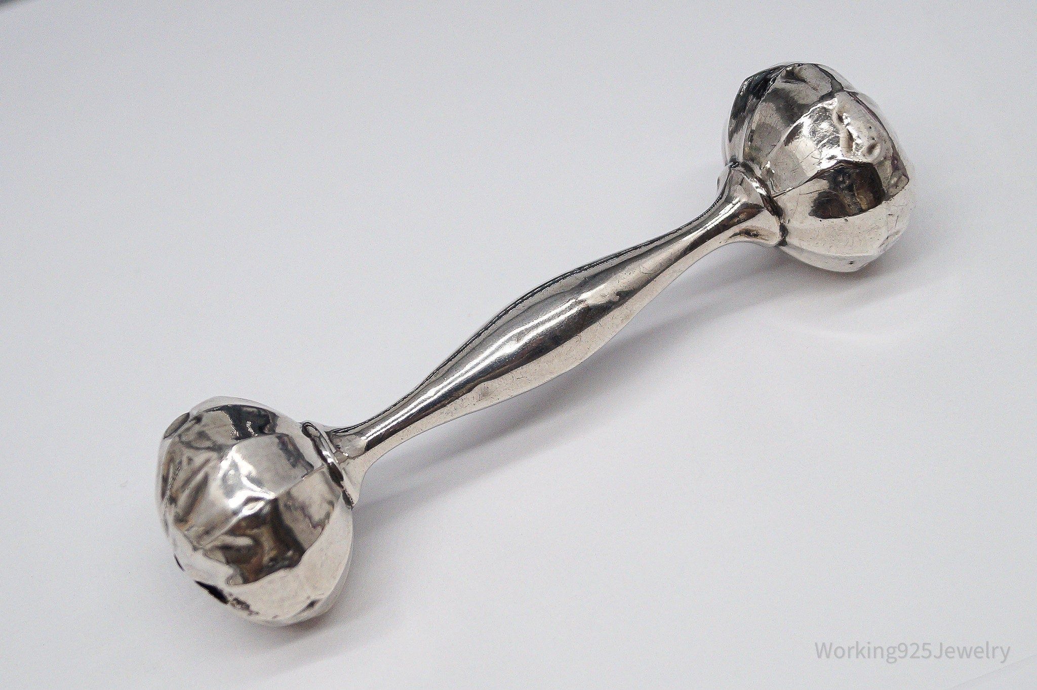 Antique Designer Webster Large Sterling Silver Baby Rattle