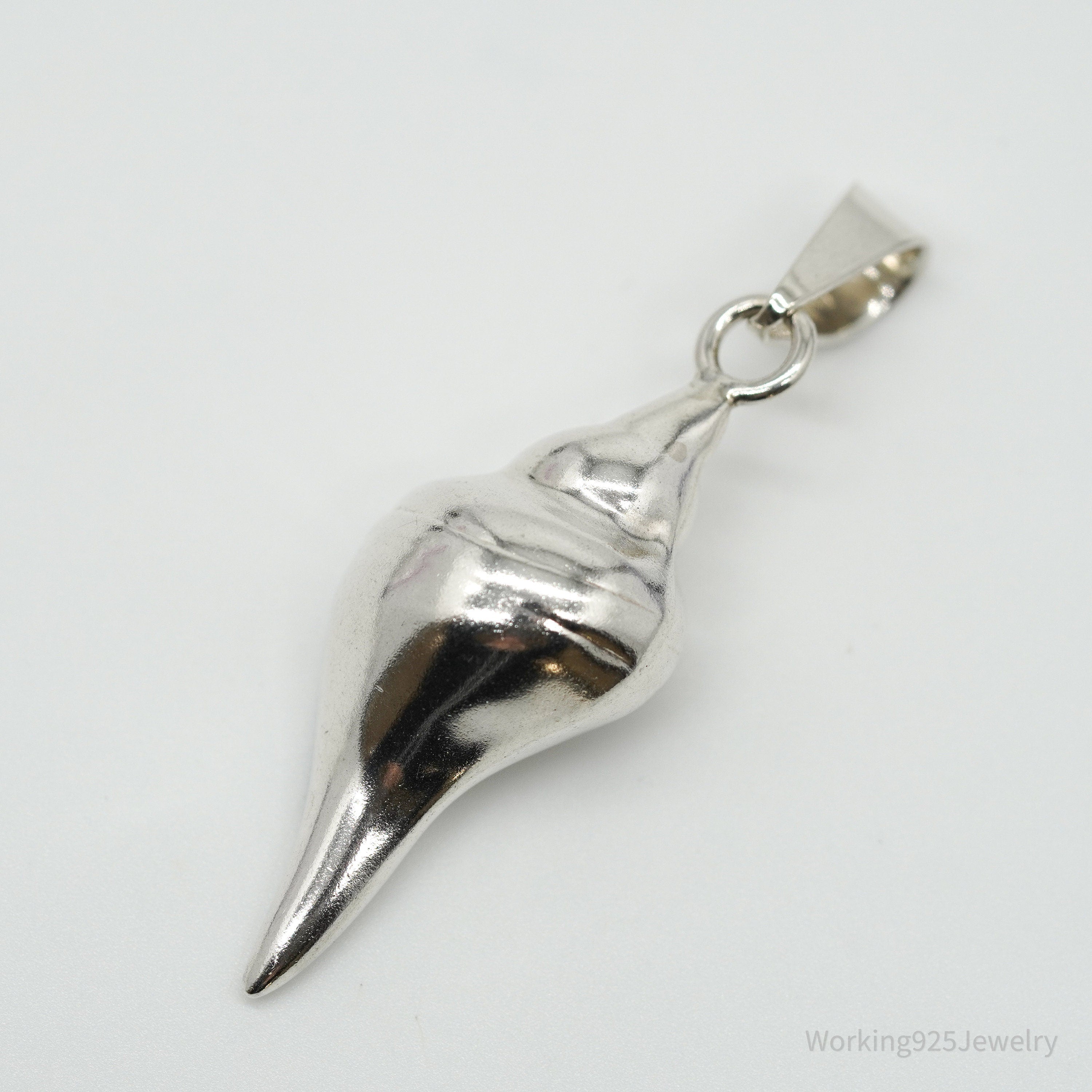 Vintage Mexico Large Sterling Silver Sea Shell Pendant 2 3/8"
