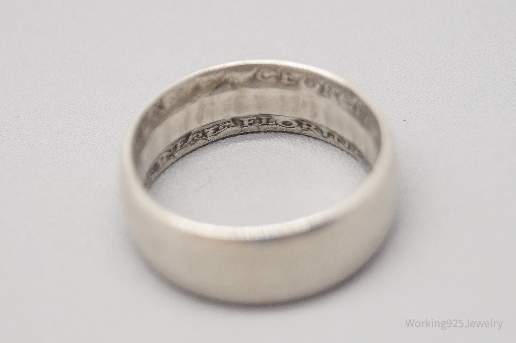 Vintage 1928 Great Britain Silver Coin Turned Ring Size 7.25