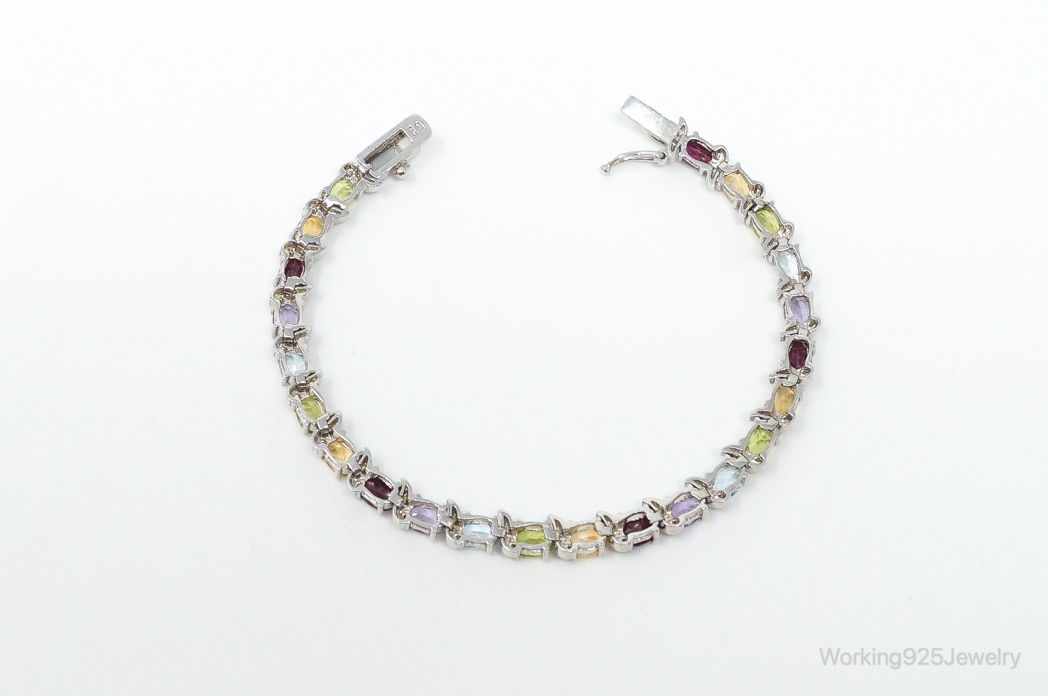 Vintage Multi Gem Sterling Silver Bracelet