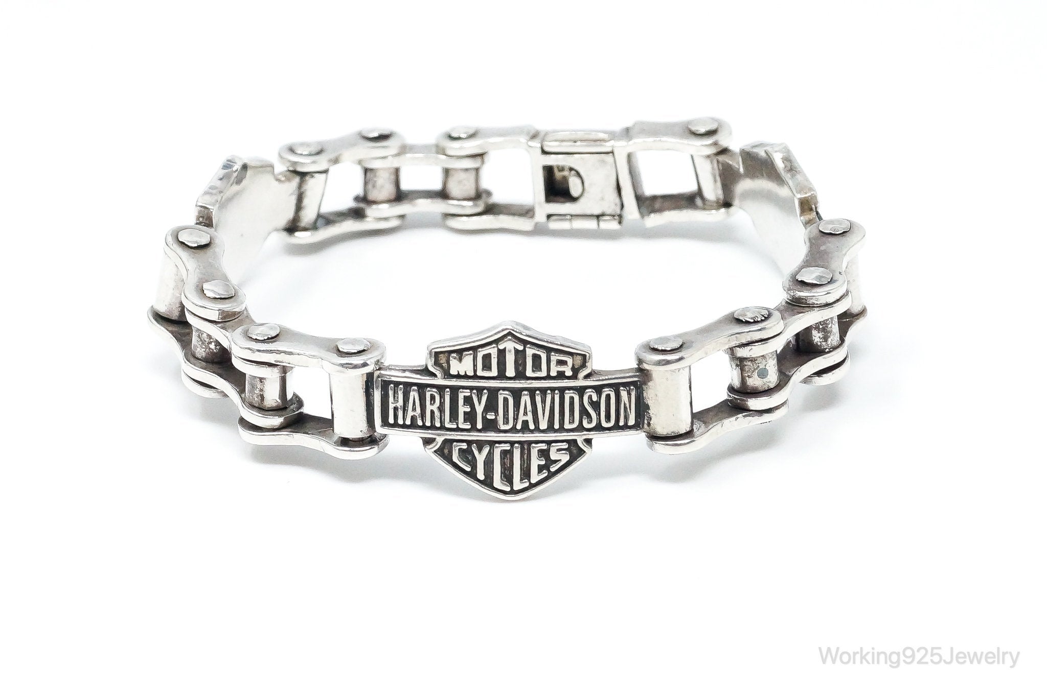 Vintage Harley Davidson Bike Chain Sterling Silver Bracelet