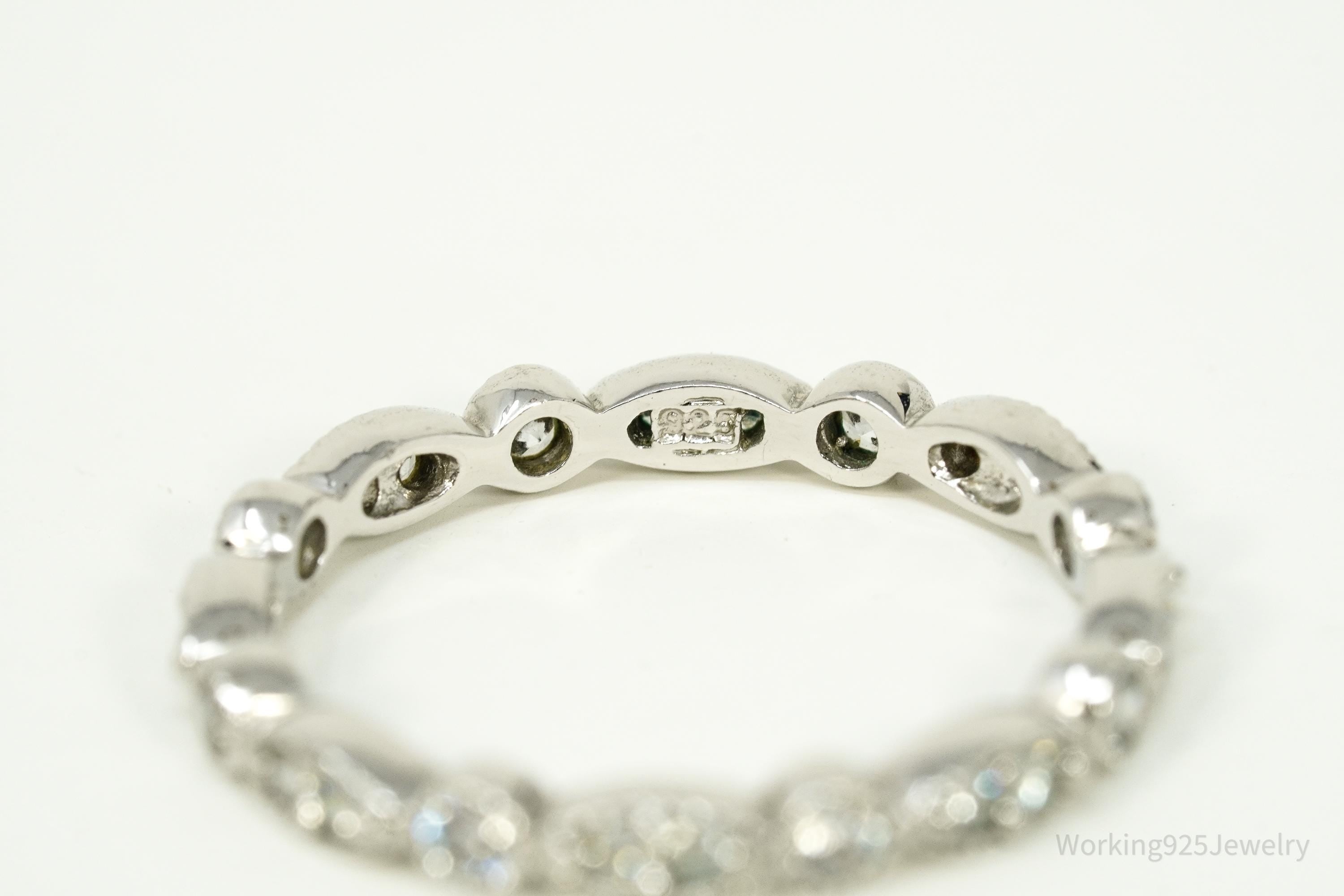 Vintage Cubic Zirconia Sterling Silver Band Ring - Size 6.75