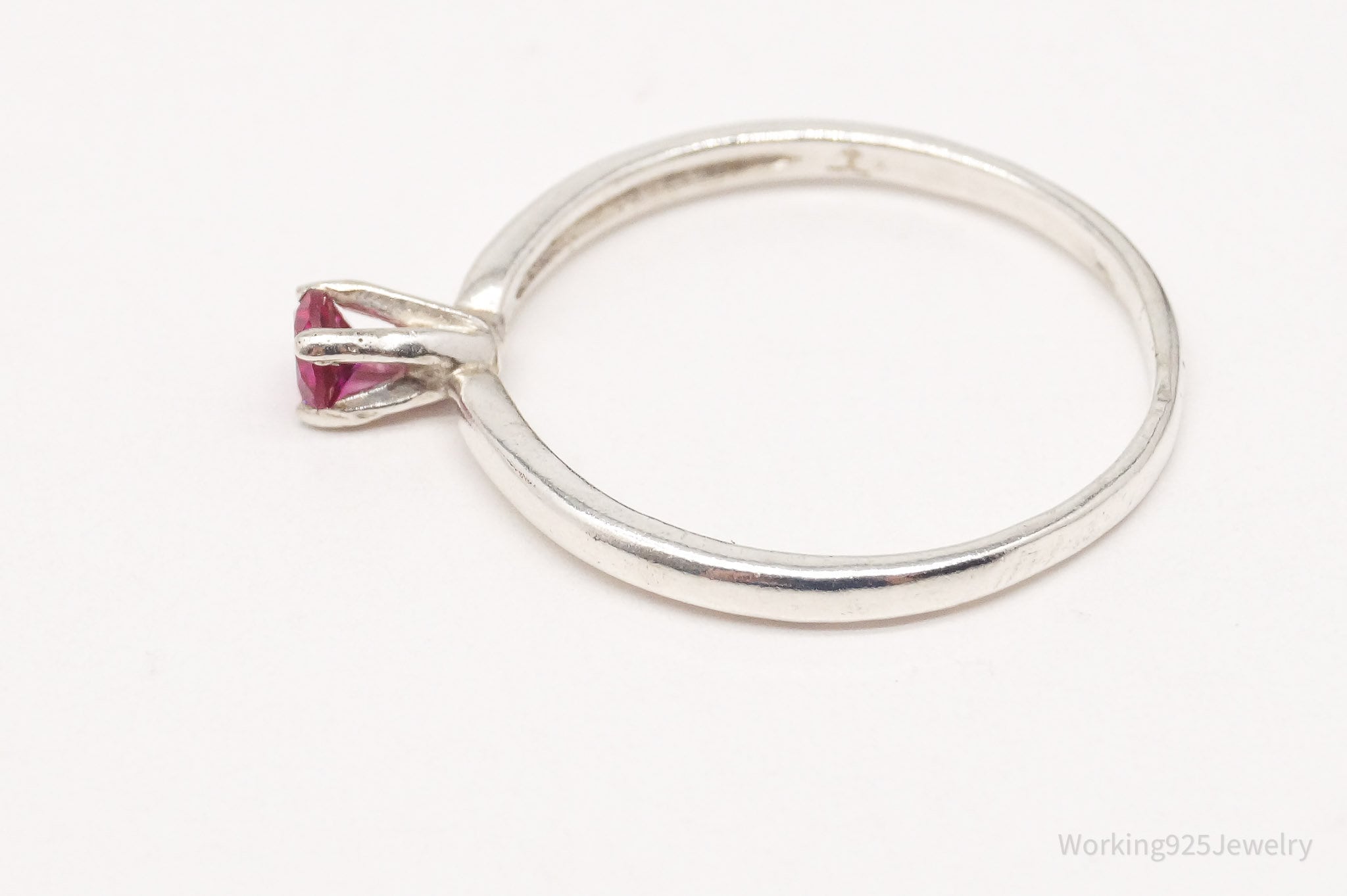 Vintage Lab Ruby Silver Ring - Size 8