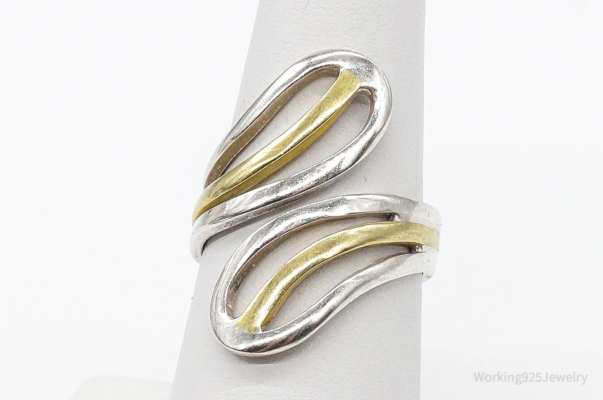 Vintage Mexico Gold Vermeil Sterling Silver Wrap Ring - Size 6.75