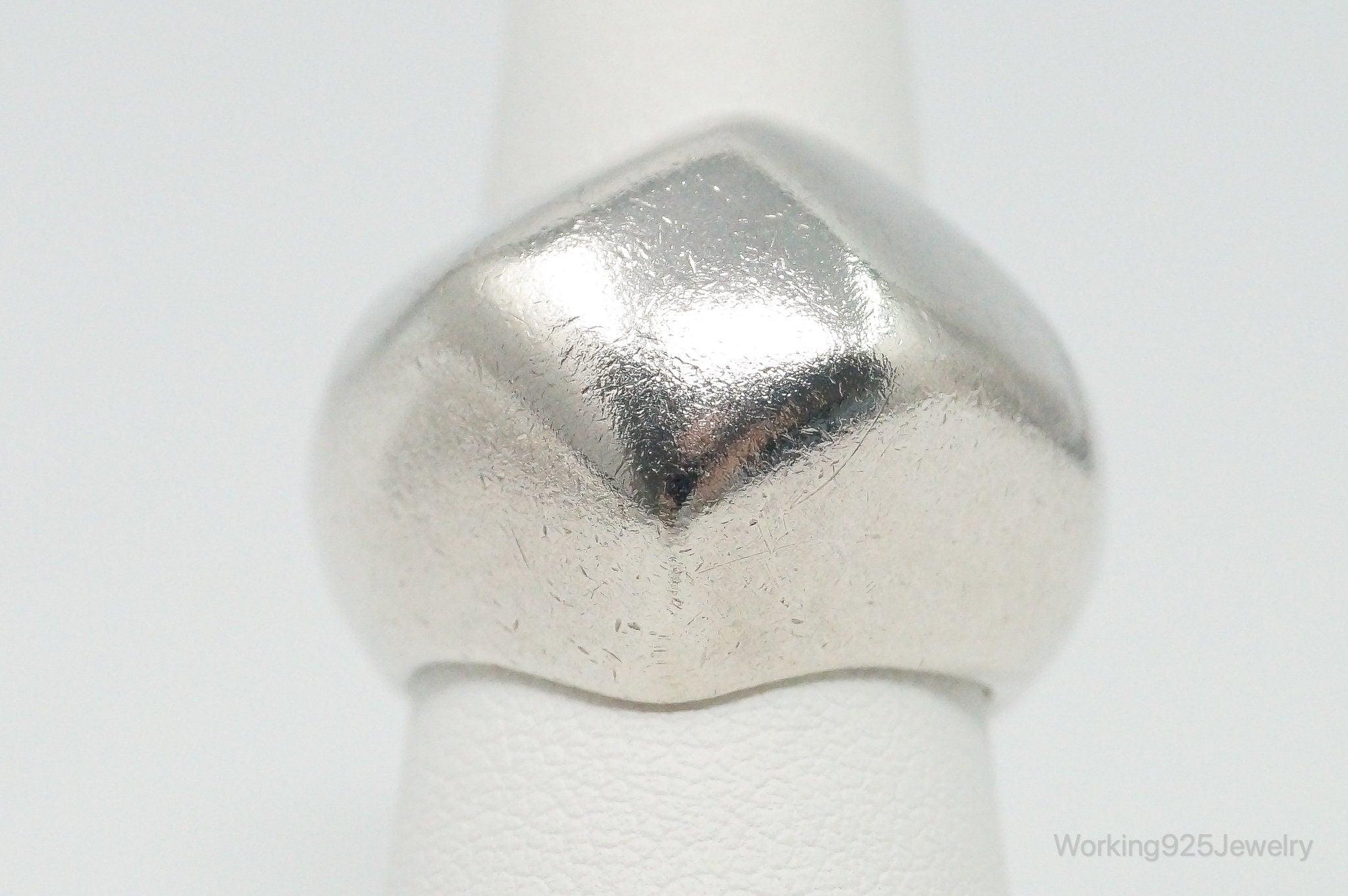 Vintage Sleek Modern Sterling Silver Dome Ring - Size 7.25