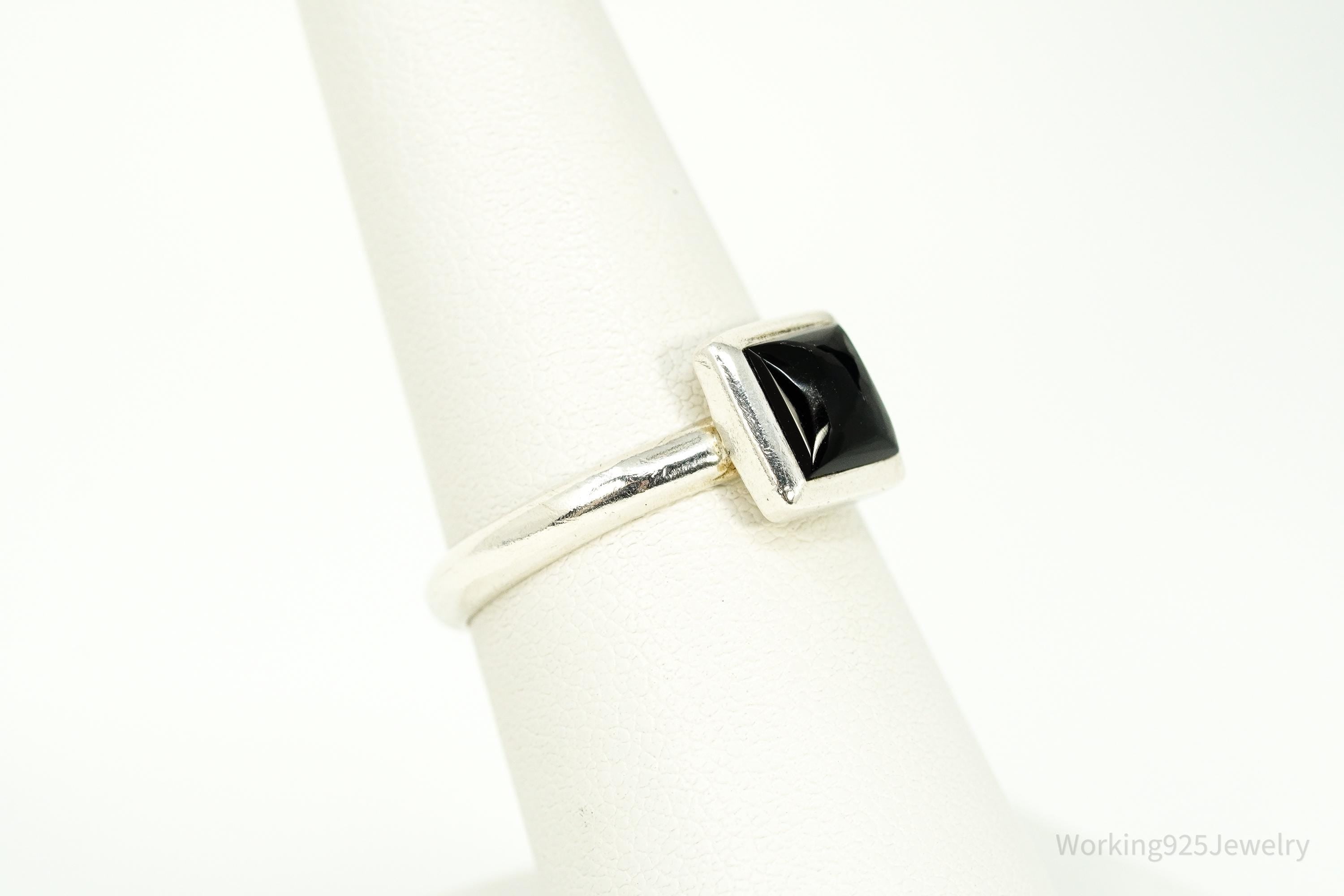 Vintage Black Onyx Sterling Silver Ring - Size 7