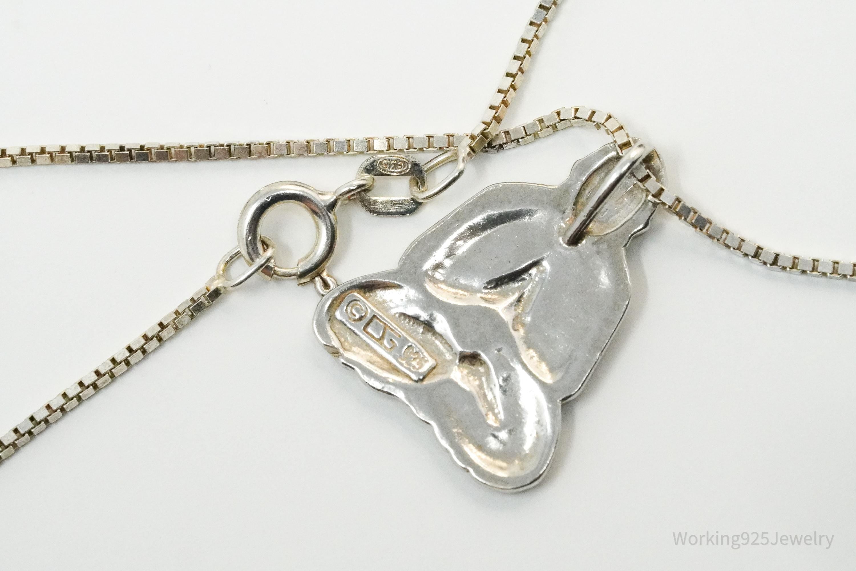 Vintage Buddha Sterling Silver Necklace 16"
