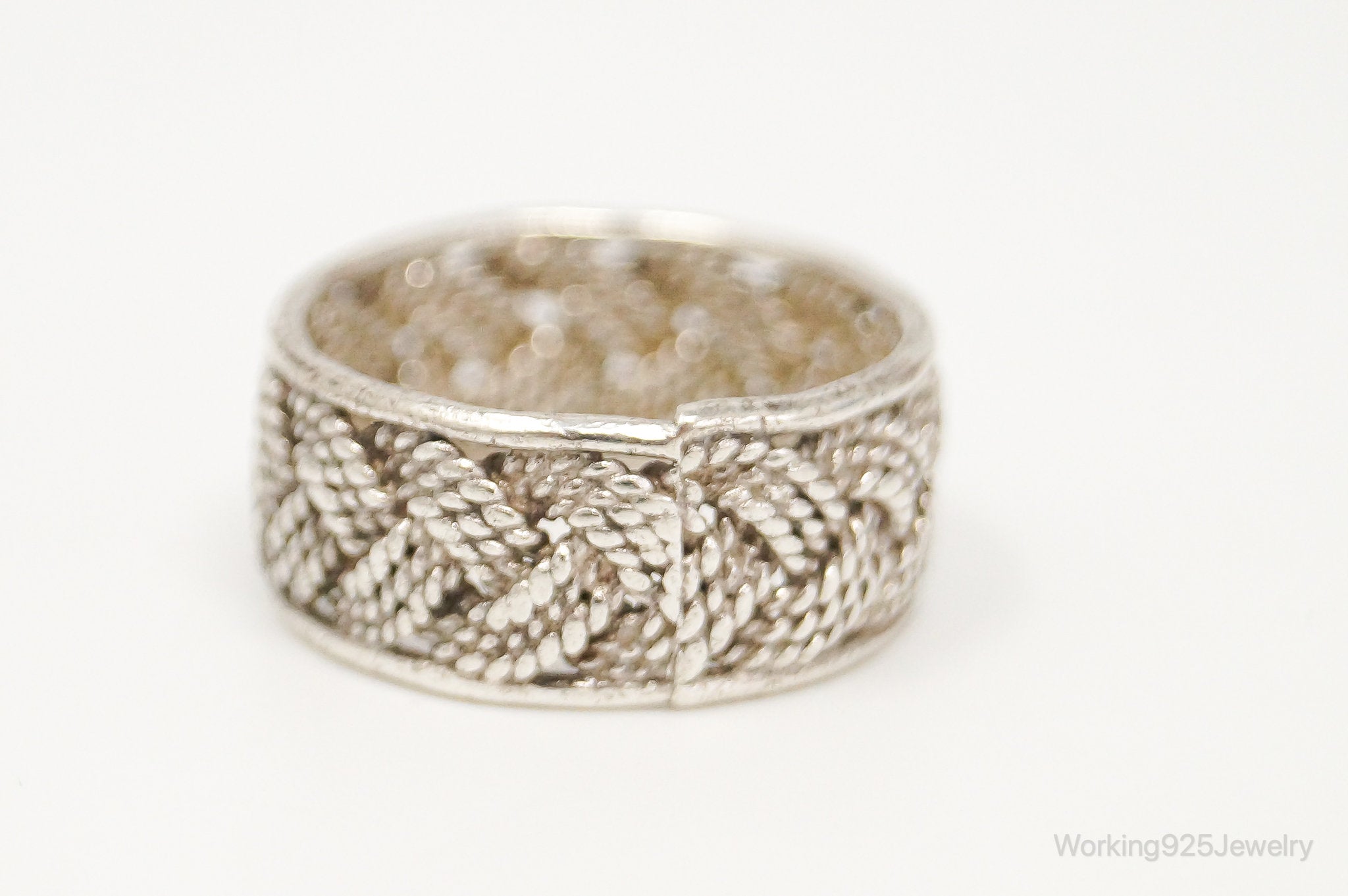 Vintage Weave Braid Sterling Silver Band Ring - Size 6.75