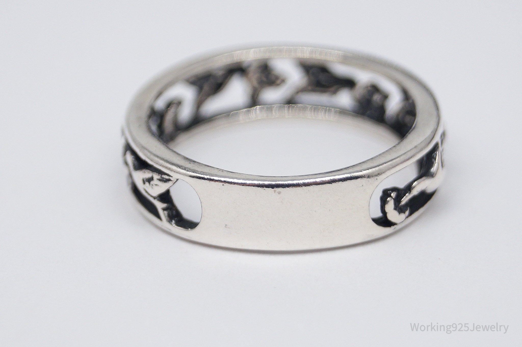 Vintage Humming Birds Sterling Silver Band Ring - Size 7.75