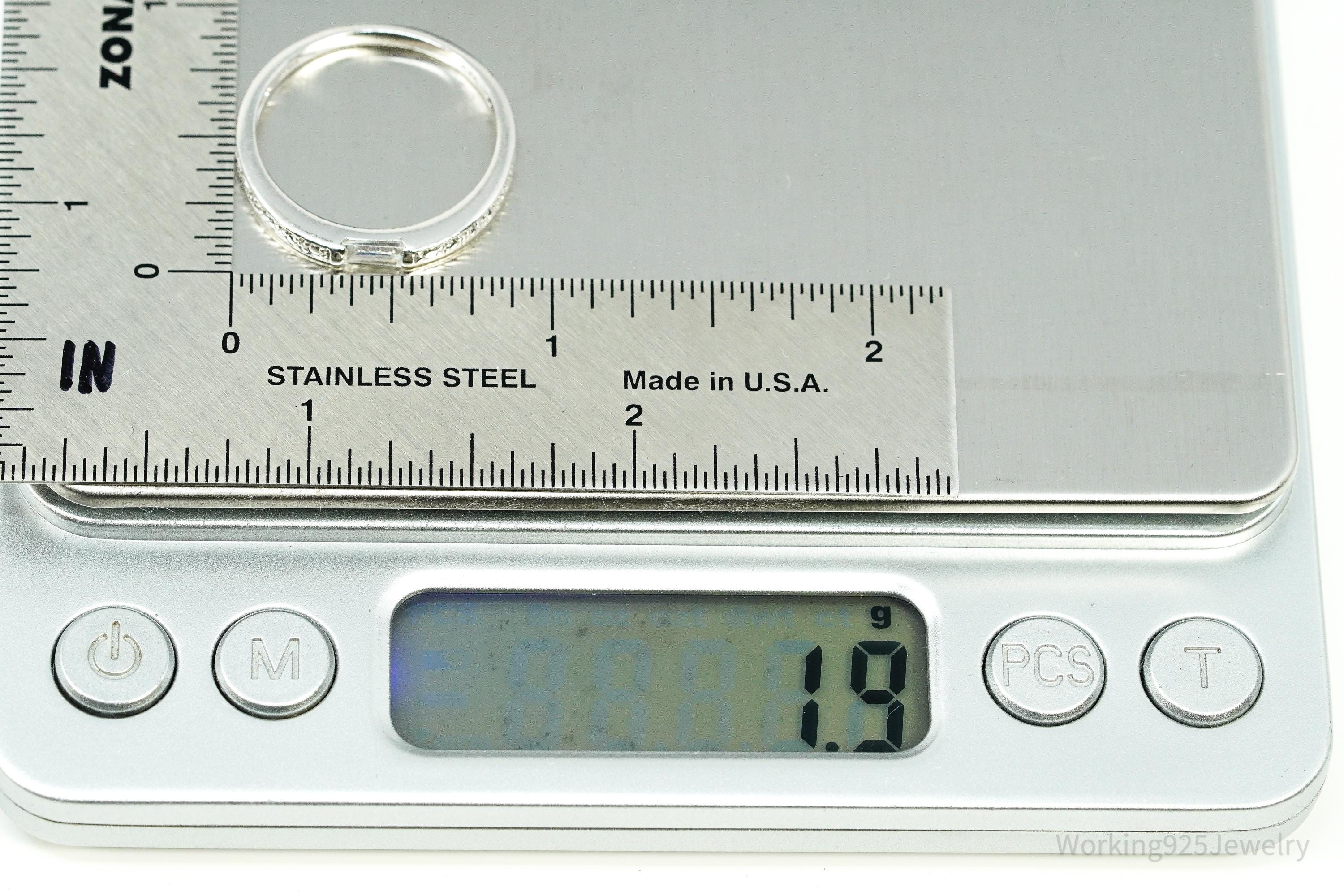 Vintage Cubic Zirconia Sterling Silver Band Ring - Size 9.25