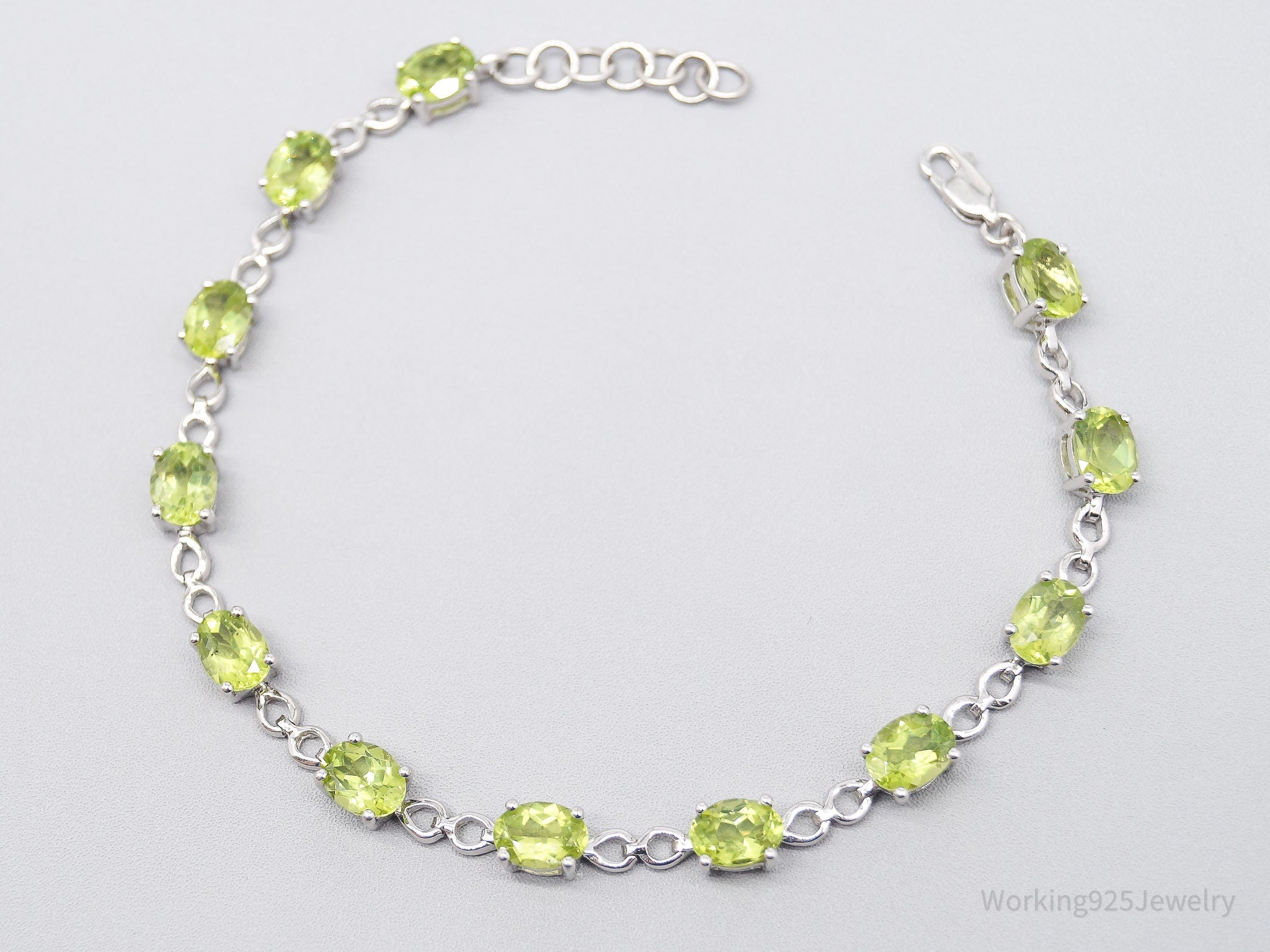 JTV TGGC Peridot Sterling Silver Bracelet / Anklet 9.25"