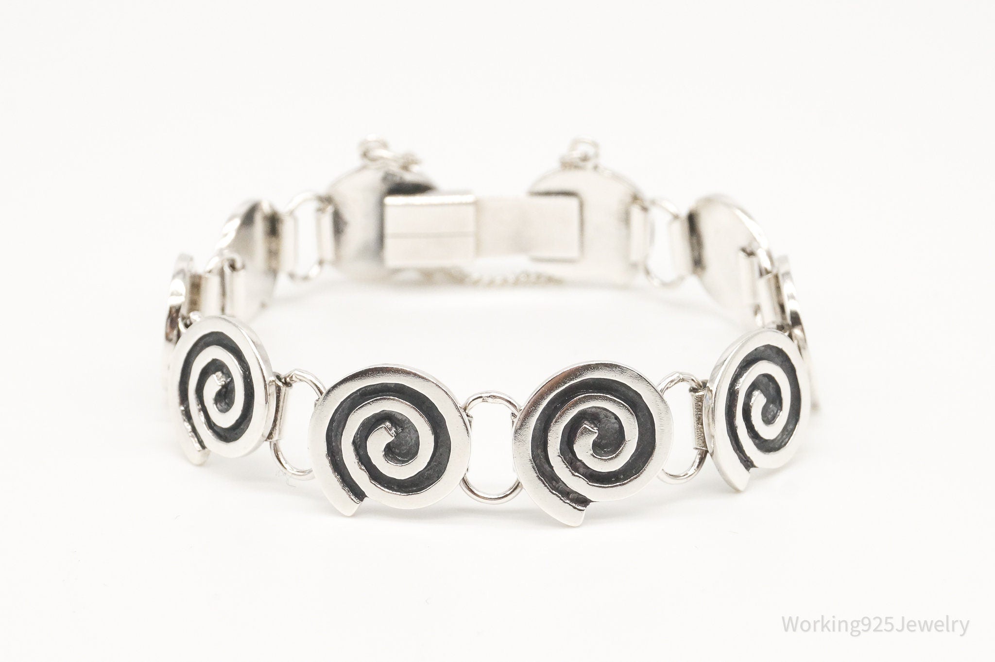 Vintage Modernist Spirals Sterling Silver Bracelet