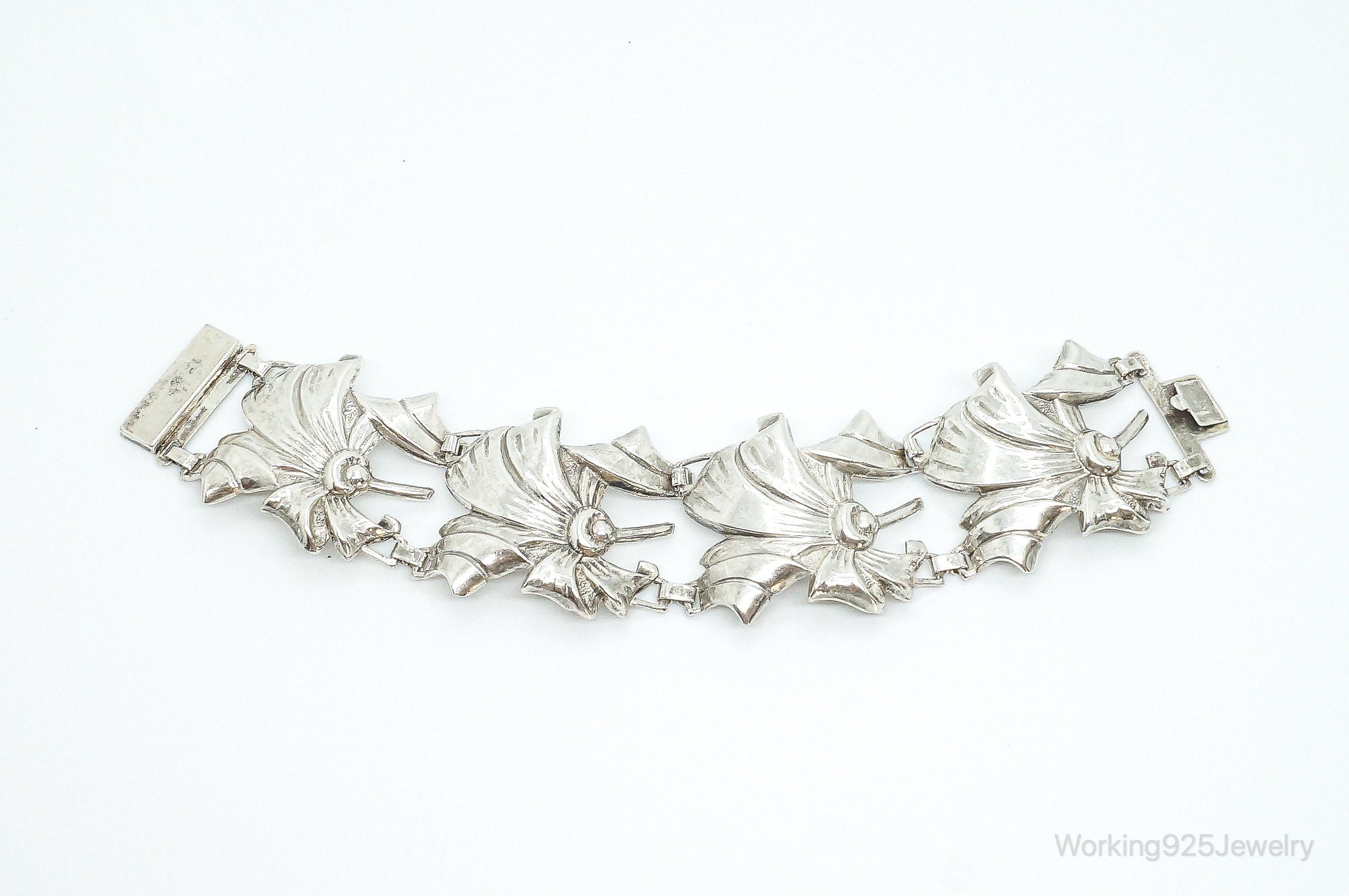 Antique Floral Sterling Silver Bracelet