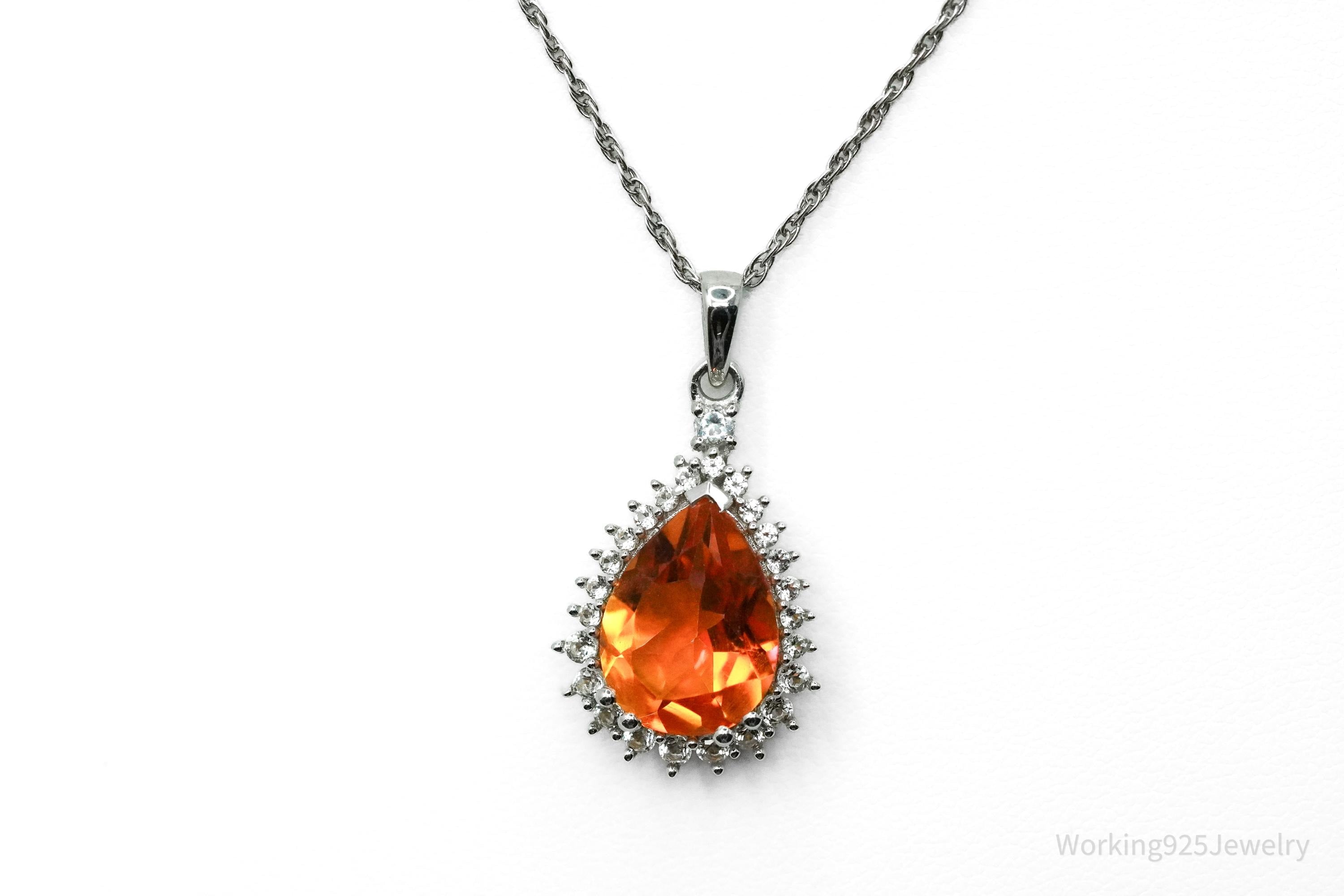 JTV's TGGC Orange Mystic Topaz & White Topaz Sterling Silver Necklace 18"