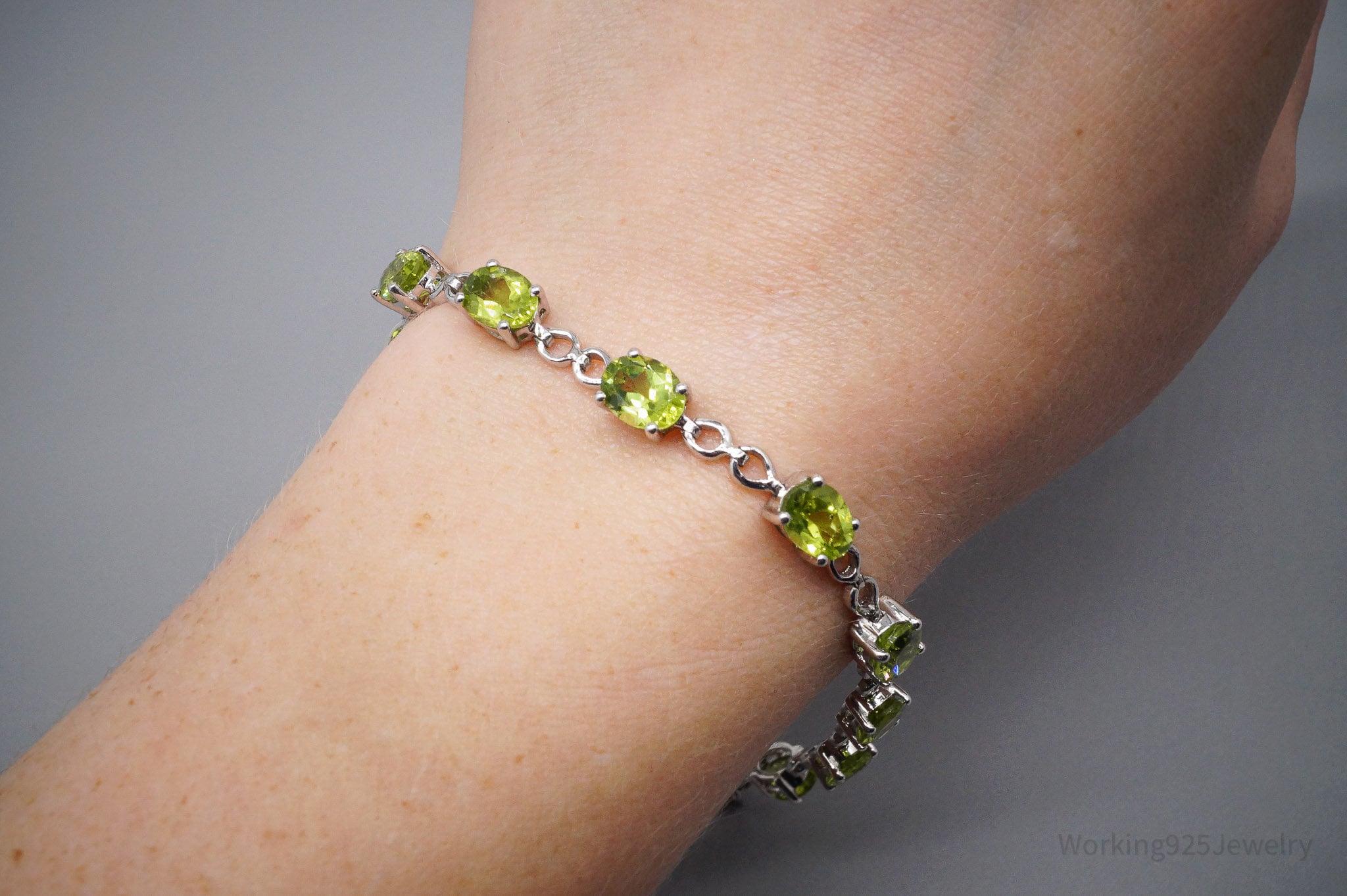 JTV TGGC Peridot Sterling Silver Bracelet / Anklet 9.25"