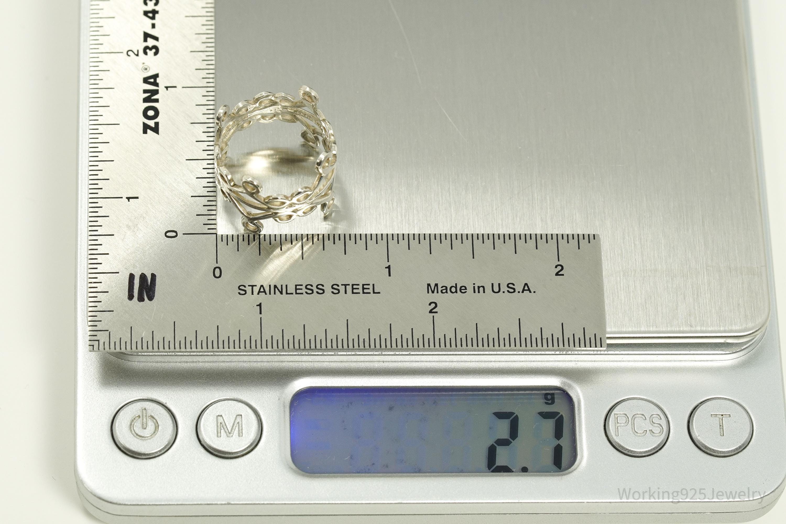 Vintage Mexico Modernist Sterling Silver Ring - Size 5.75