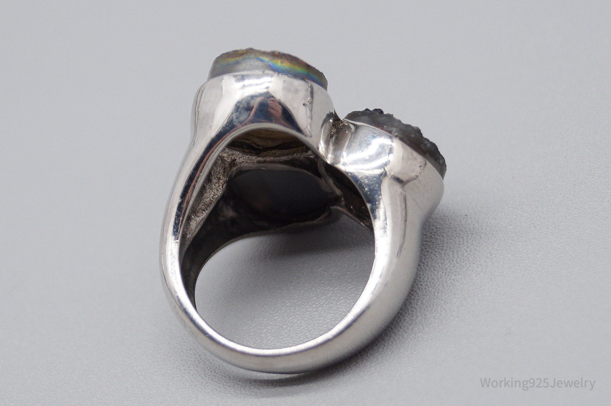 Vintage PJC Druzy Quartz Sterling Silver Ring - Size 5.25