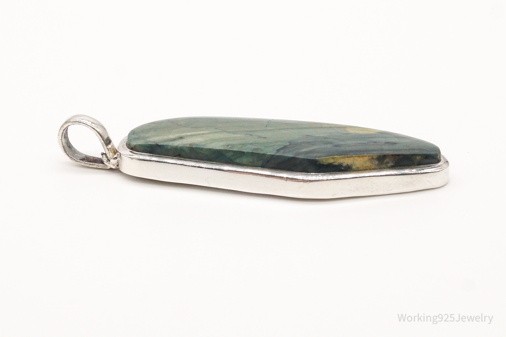 Vintage Large Jasper Sterling Silver Pendant