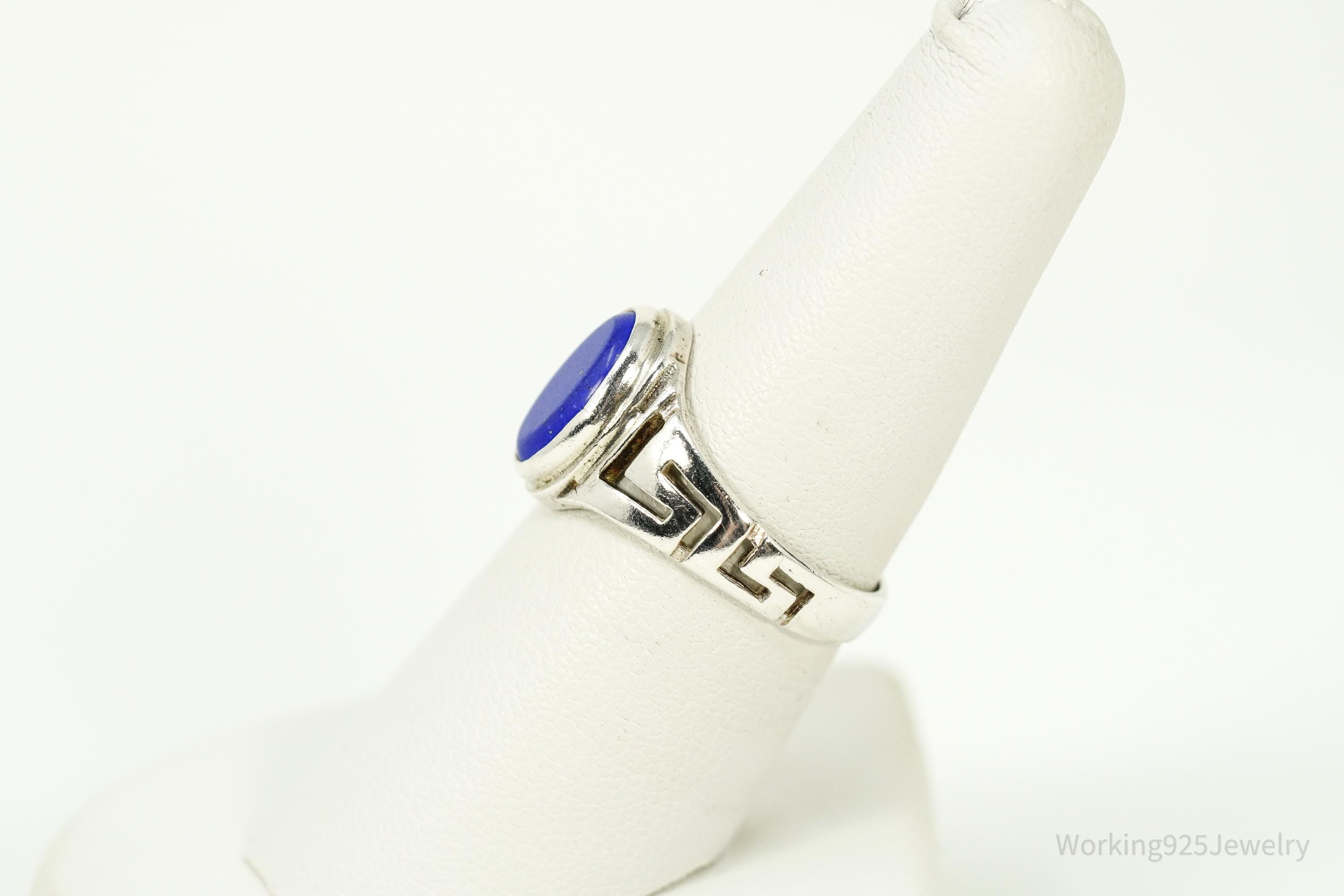 Vintage Blue Lapis Lazuli Sterling Silver Ring - Size 7.5