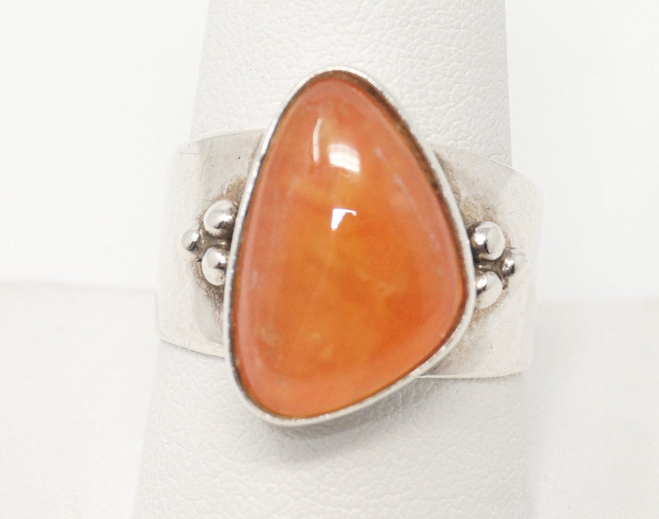 VTG Designer Desert Rose Trading Orange Gemstone Sterling Silver Ring - 10