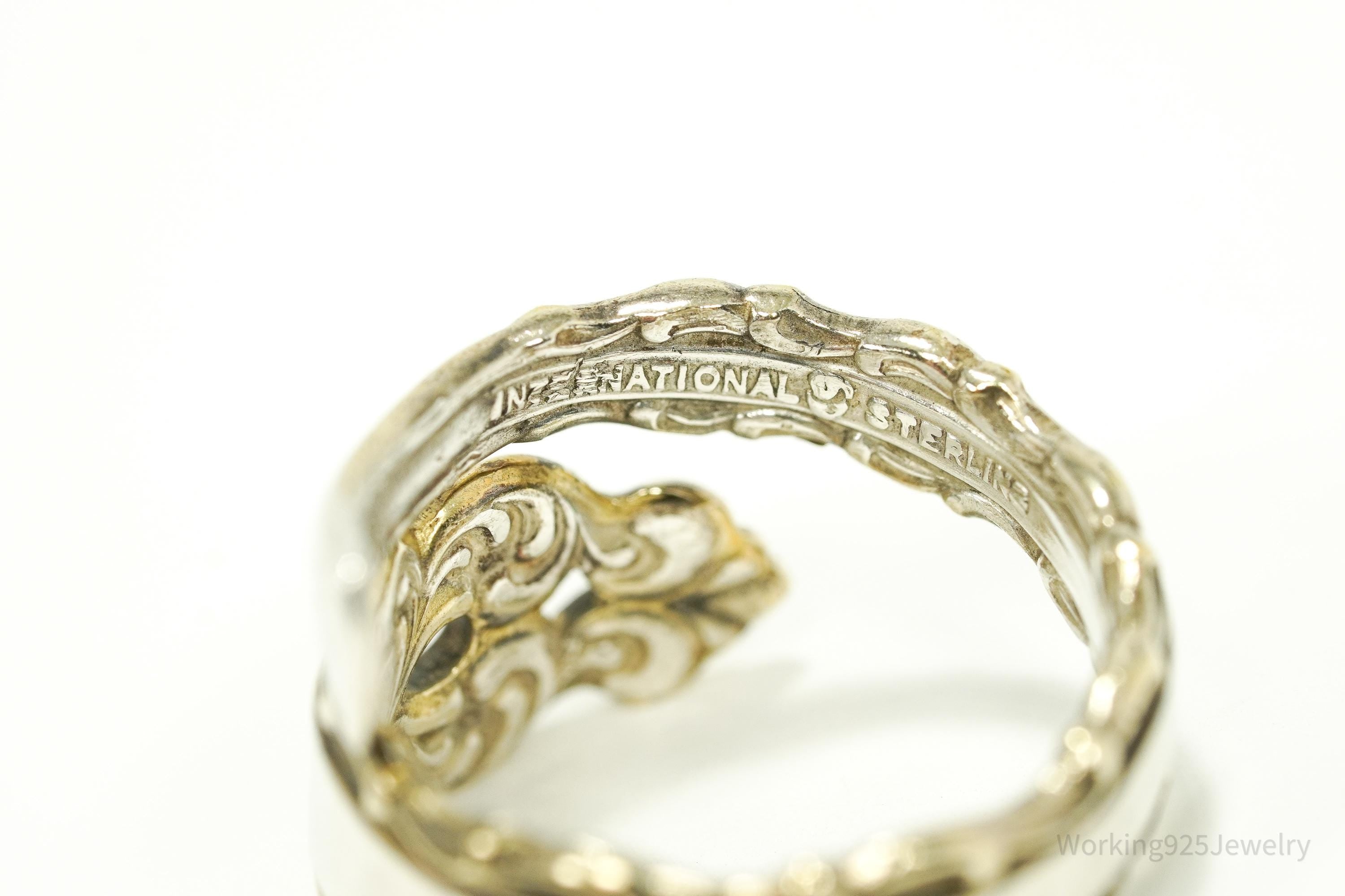 Antique Vintage Gold Vermeil International Sterling Silver Spoon Ring - Size 6