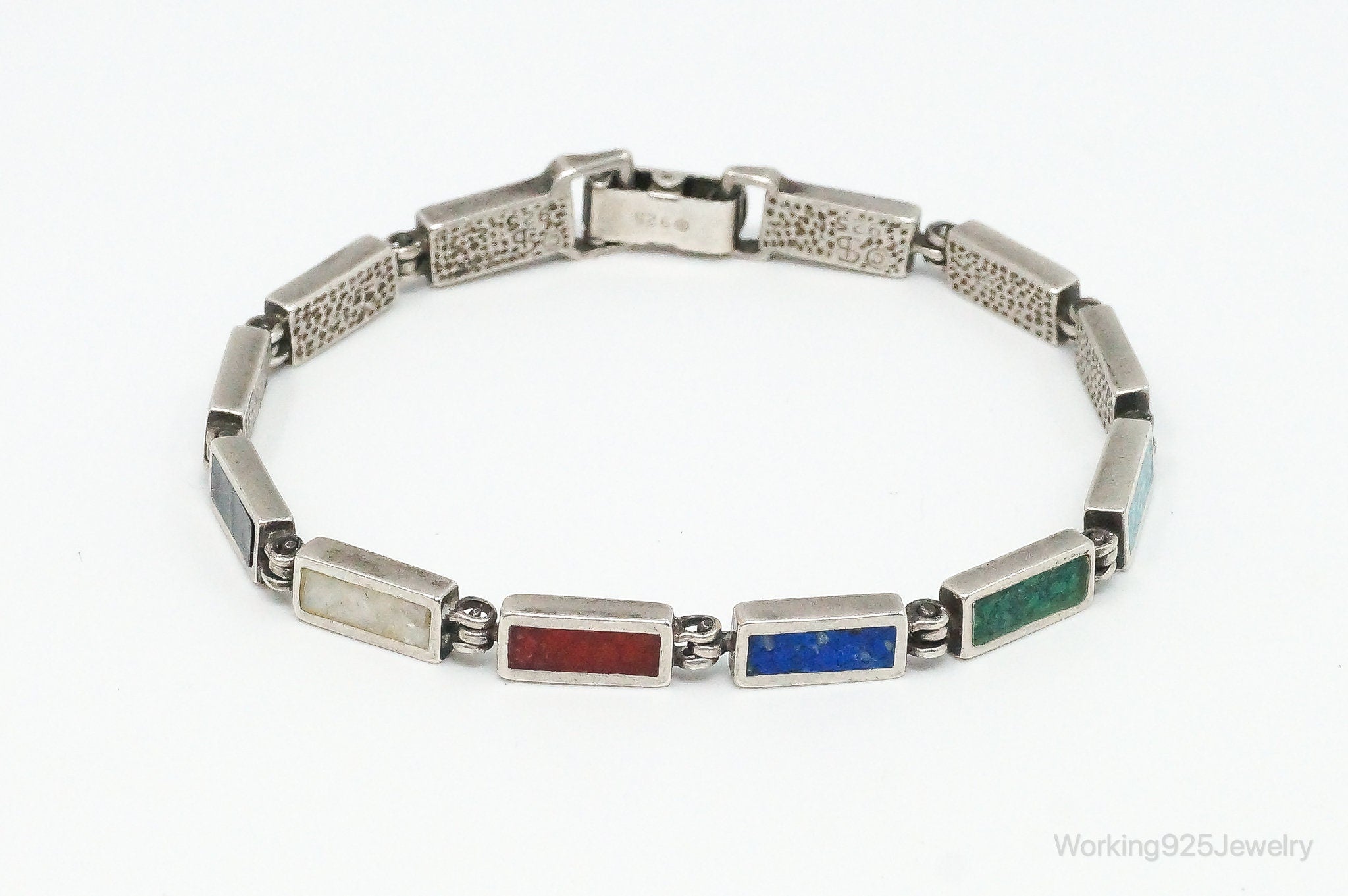 Vintage Multi Gem Sterling Silver Bracelet