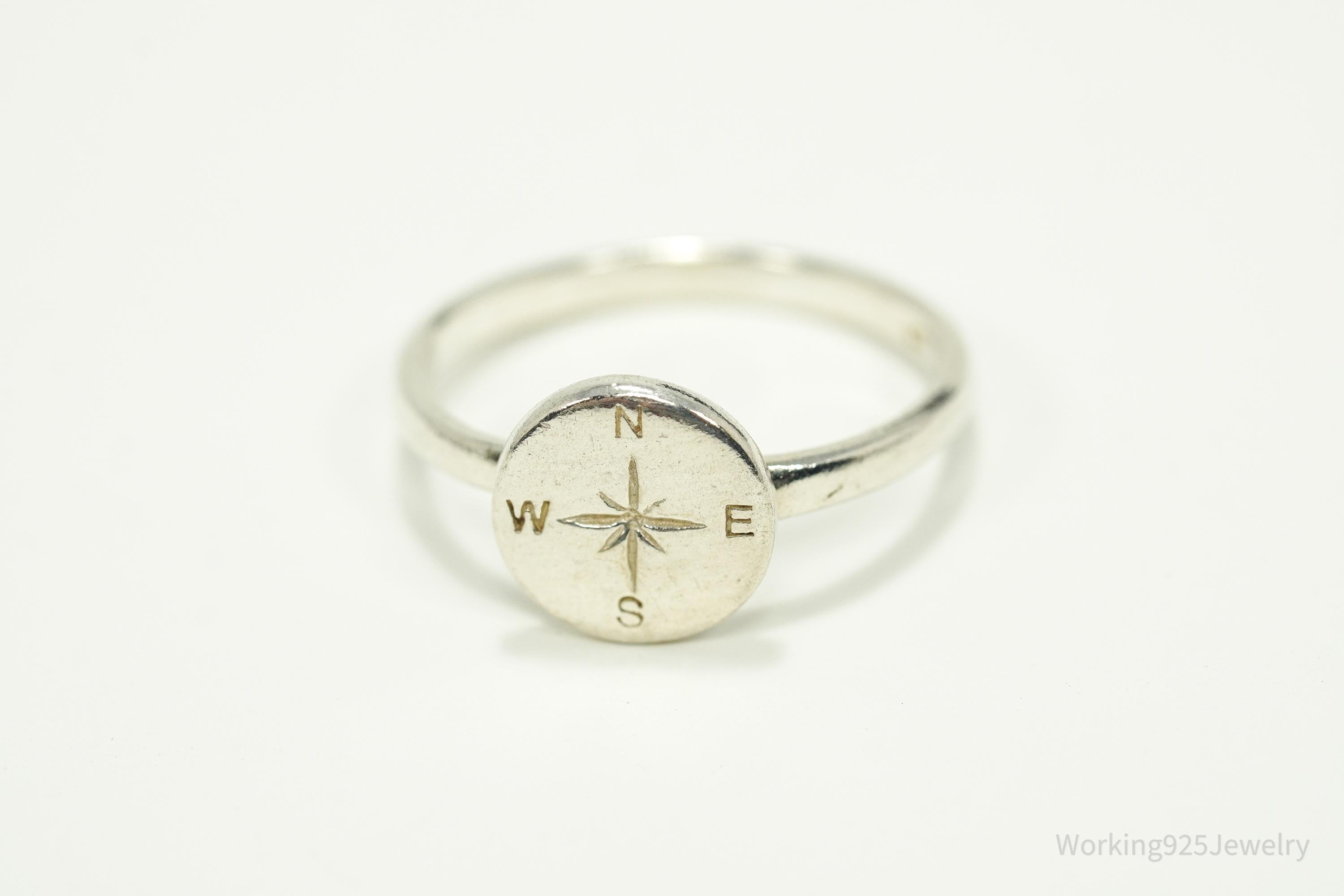 Vintage Compass Sterling Silver Ring - 6
