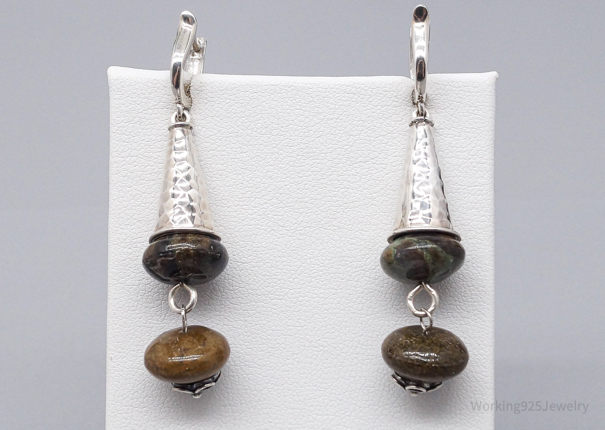 Vintage Jasper Sterling Silver Earrings