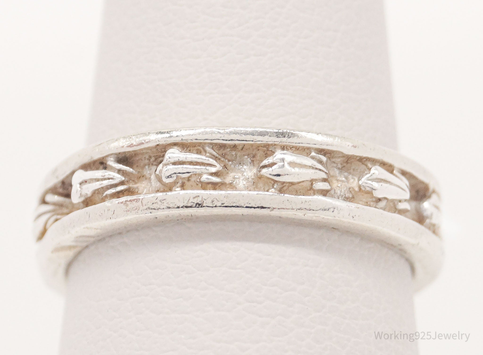 Vintage Frogs Sterling Silver Band Ring - Size 6.75