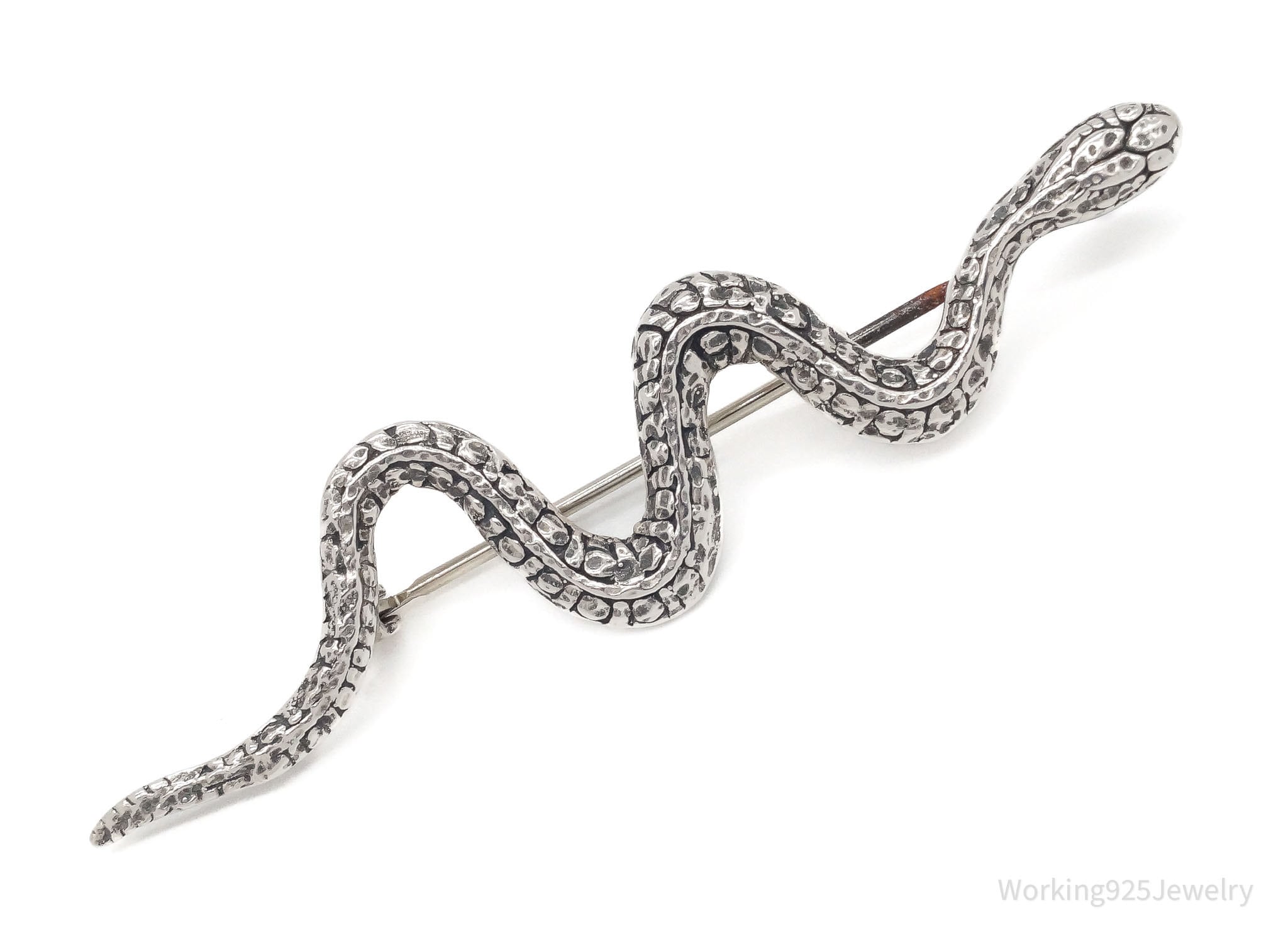 Vintage Snake Sterling Silver Pendant Brooch Pin