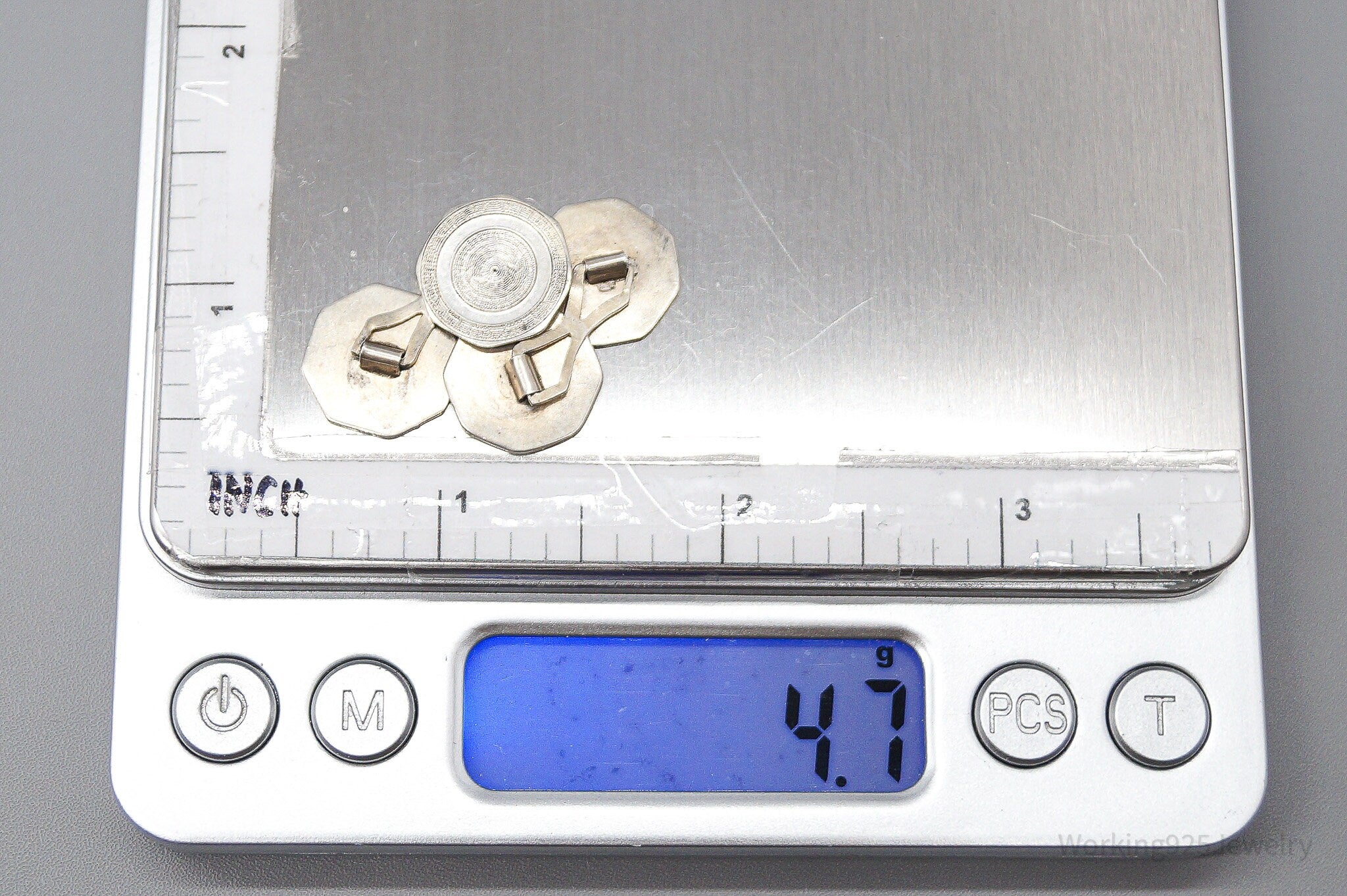 Antique Octagon Sterling Silver Cufflinks