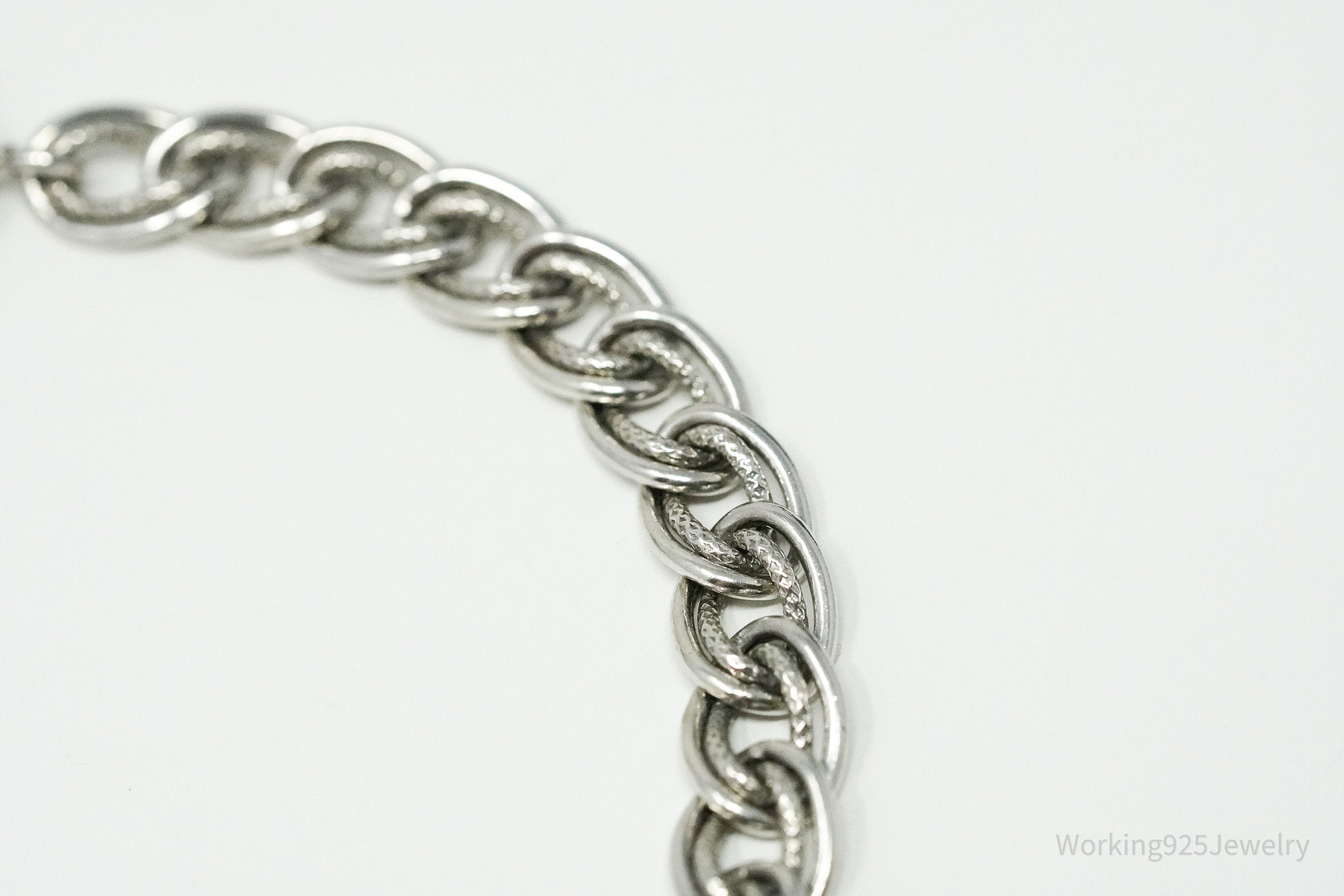 Vintage Danecraft Mid Century Sterling Silver Chain Bracelet 7.5"