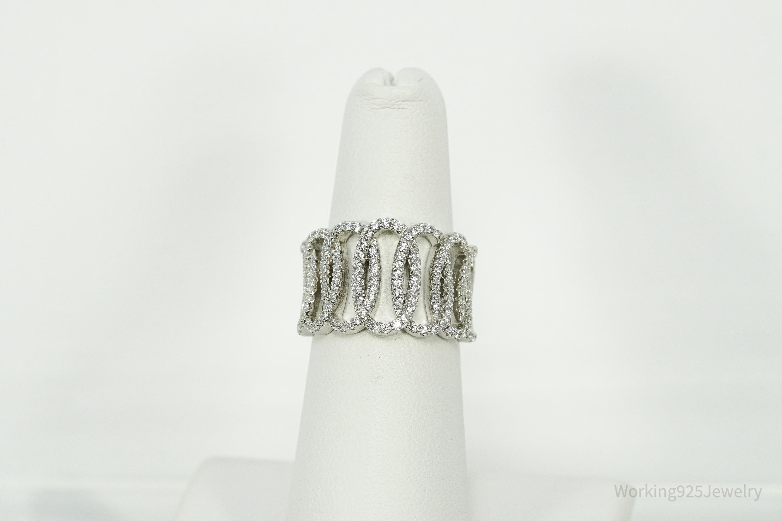 Vintage Cubic Zirconia Sterling Silver Ring - Size 6