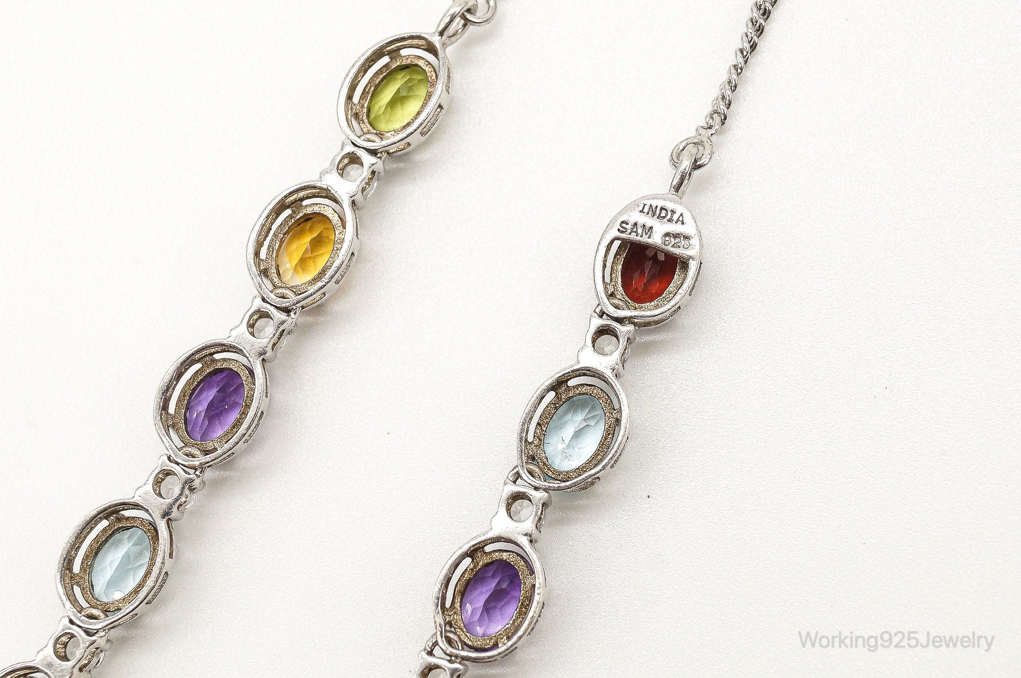 Vintage Multi Stone Sterling Silver Necklace