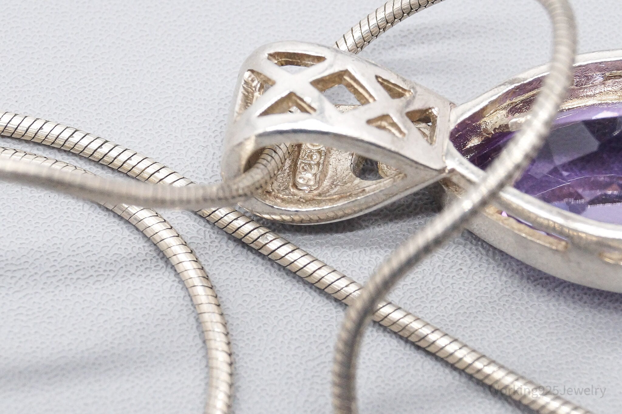 Vintage Purple Amethyst Sterling Silver Necklace - 20"