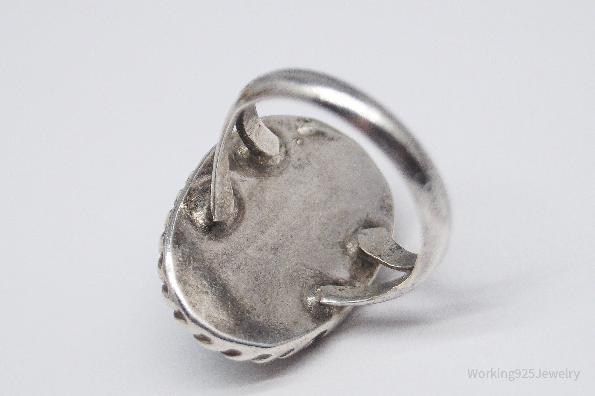 Vintage Native American Turquoise Unsigned Silver Ring - Size 6.25