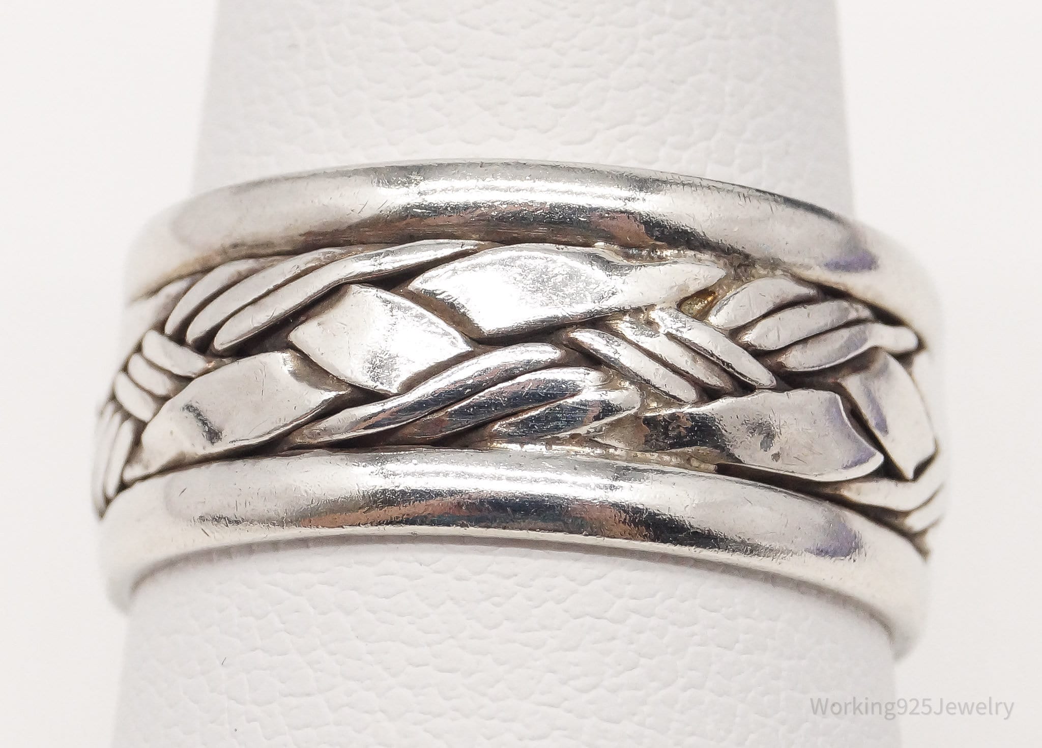 Vintage Weave Braid Sterling Silver Band Ring - Size 9