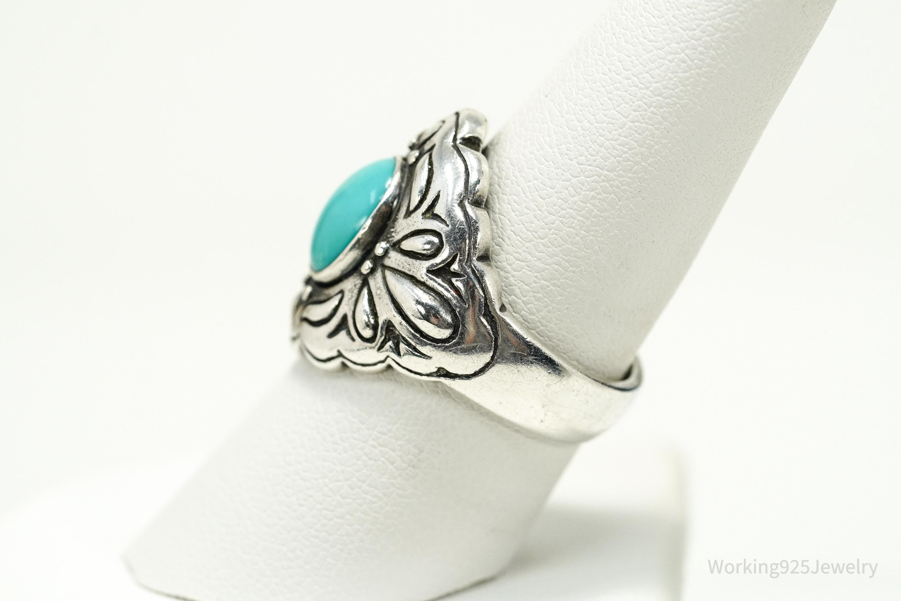 Vintage Native Carolyn Pollack Turquoise Sterling Silver Ring - Size 8