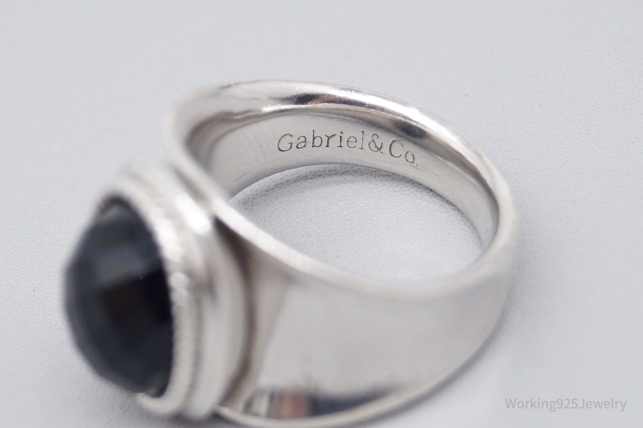 Designer Gabriel & Co Retired Black Onyx Sterling Silver Ring - Size 6.5