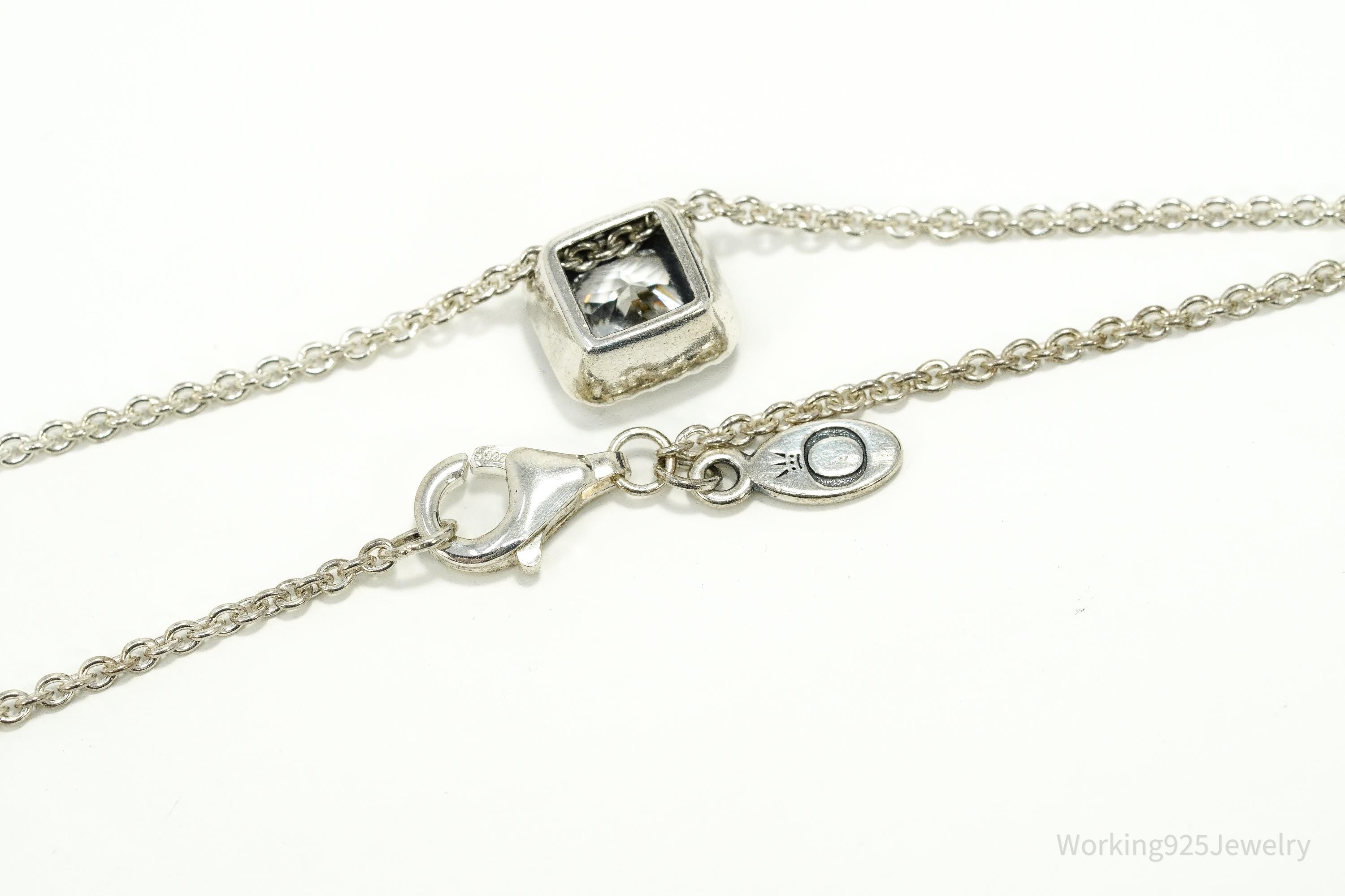 Designer Pandora Cubic Zirconia Sterling Silver Necklace - 19"