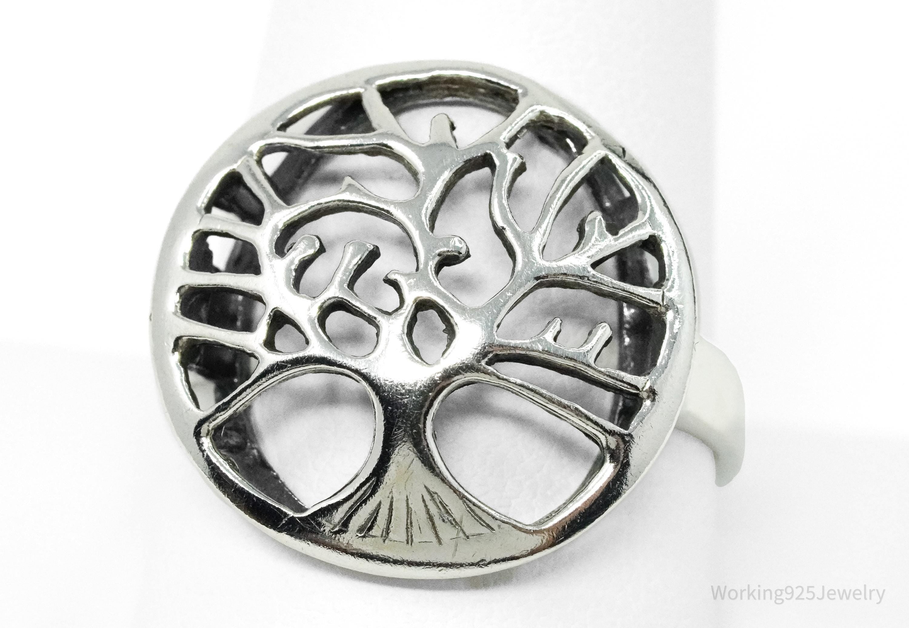 Vintage Tree Of Life Sterling Silver Ring - Size 11