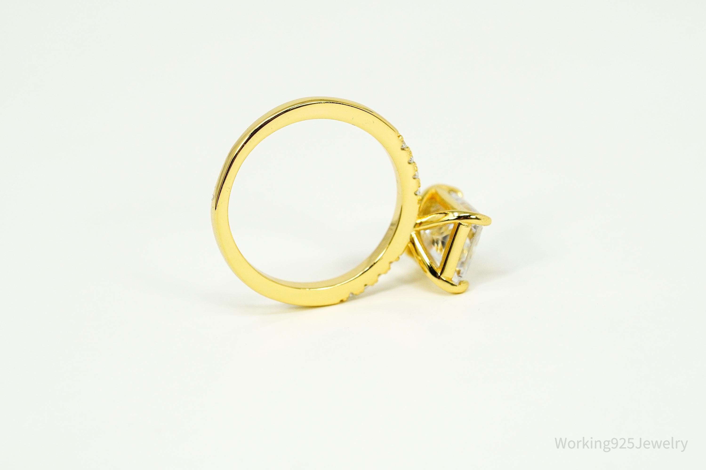 Vintage Cubic Zirconia Gold Vermeil Sterling Silver Ring - Size 5