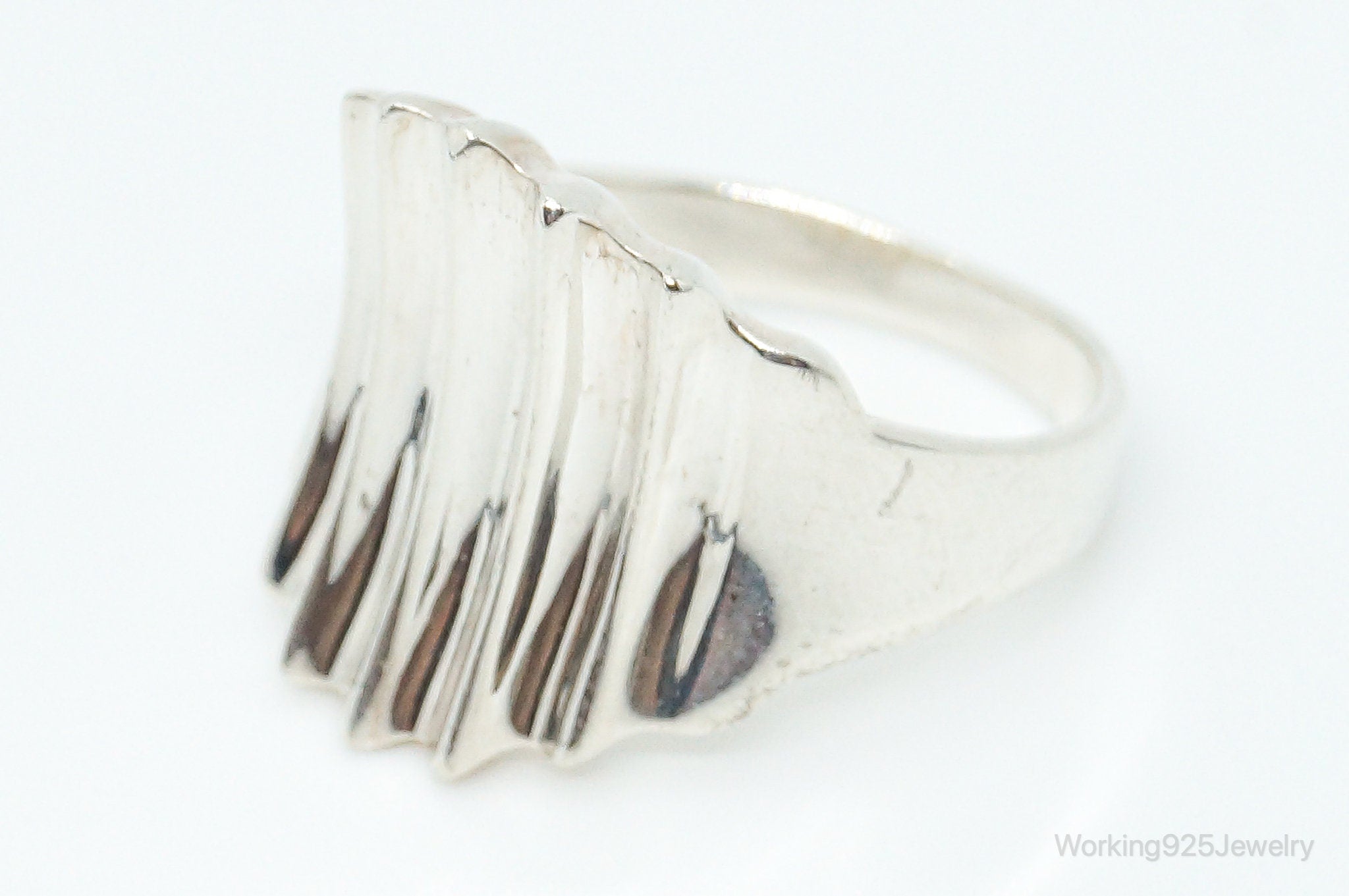 Vintage Modernist Style Sleek Sterling Silver Ring - Size 10