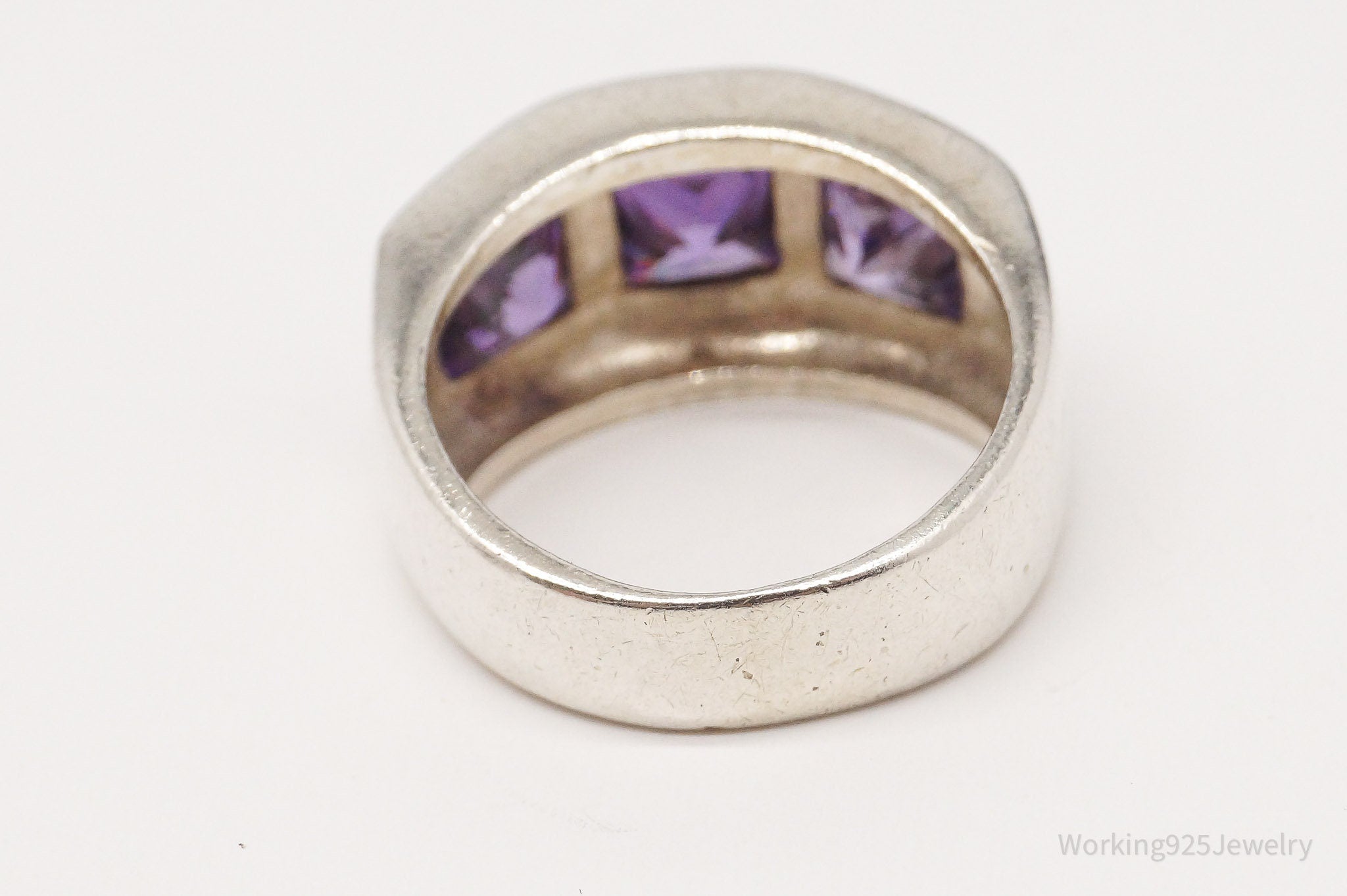 Vintage Purple Cubic Zirconia Sterling Silver Ring - Size 6