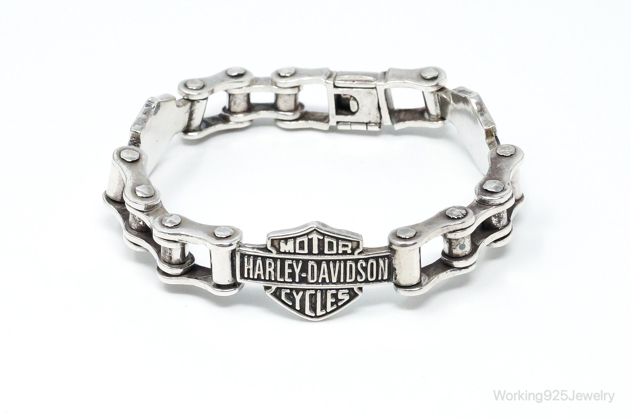 Vintage Harley Davidson Bike Chain Sterling Silver Bracelet