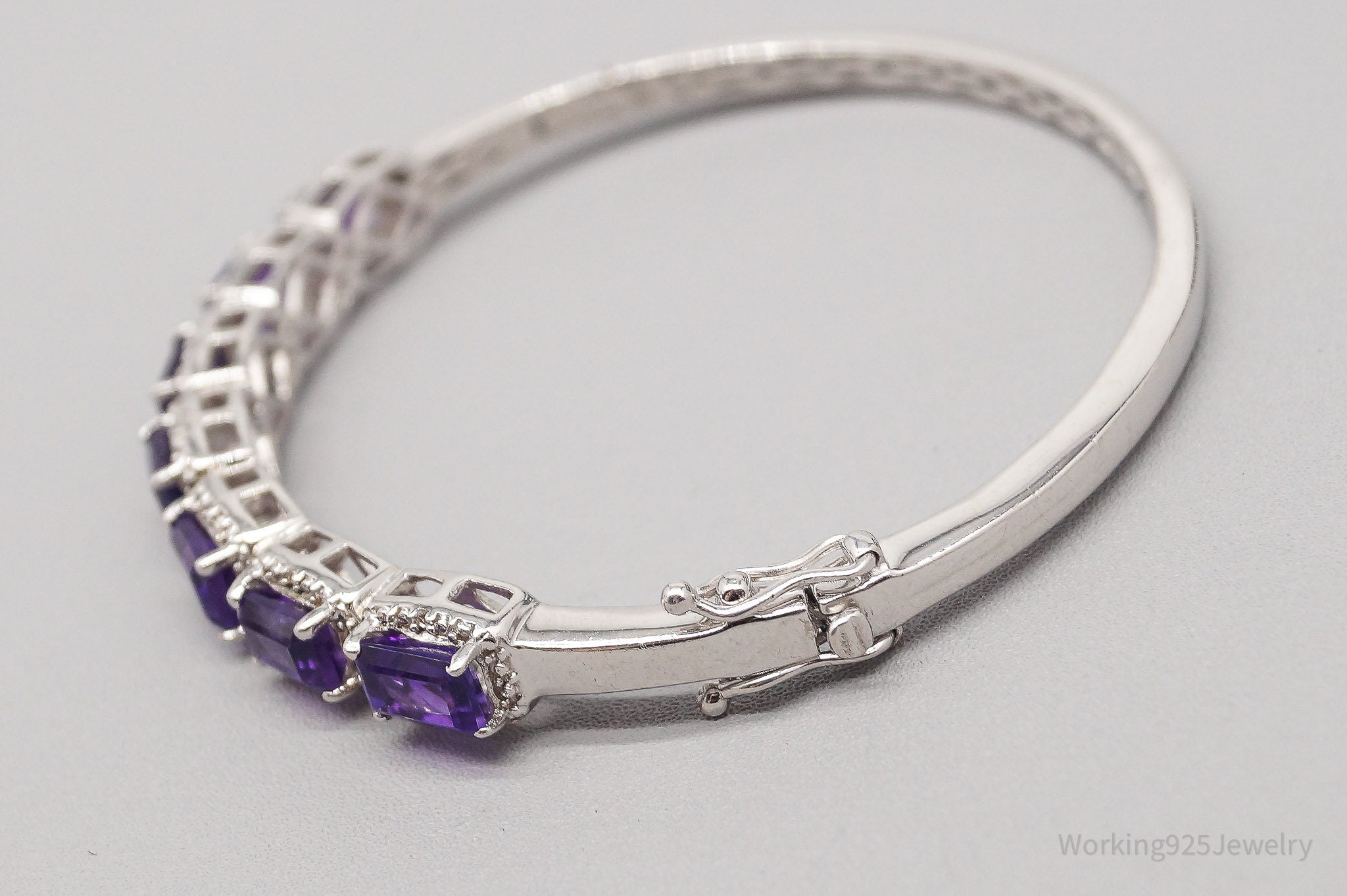 JTV TGGC Purple Amethyst & White Topaz Sterling Silver Bracelet - 6 7/8"