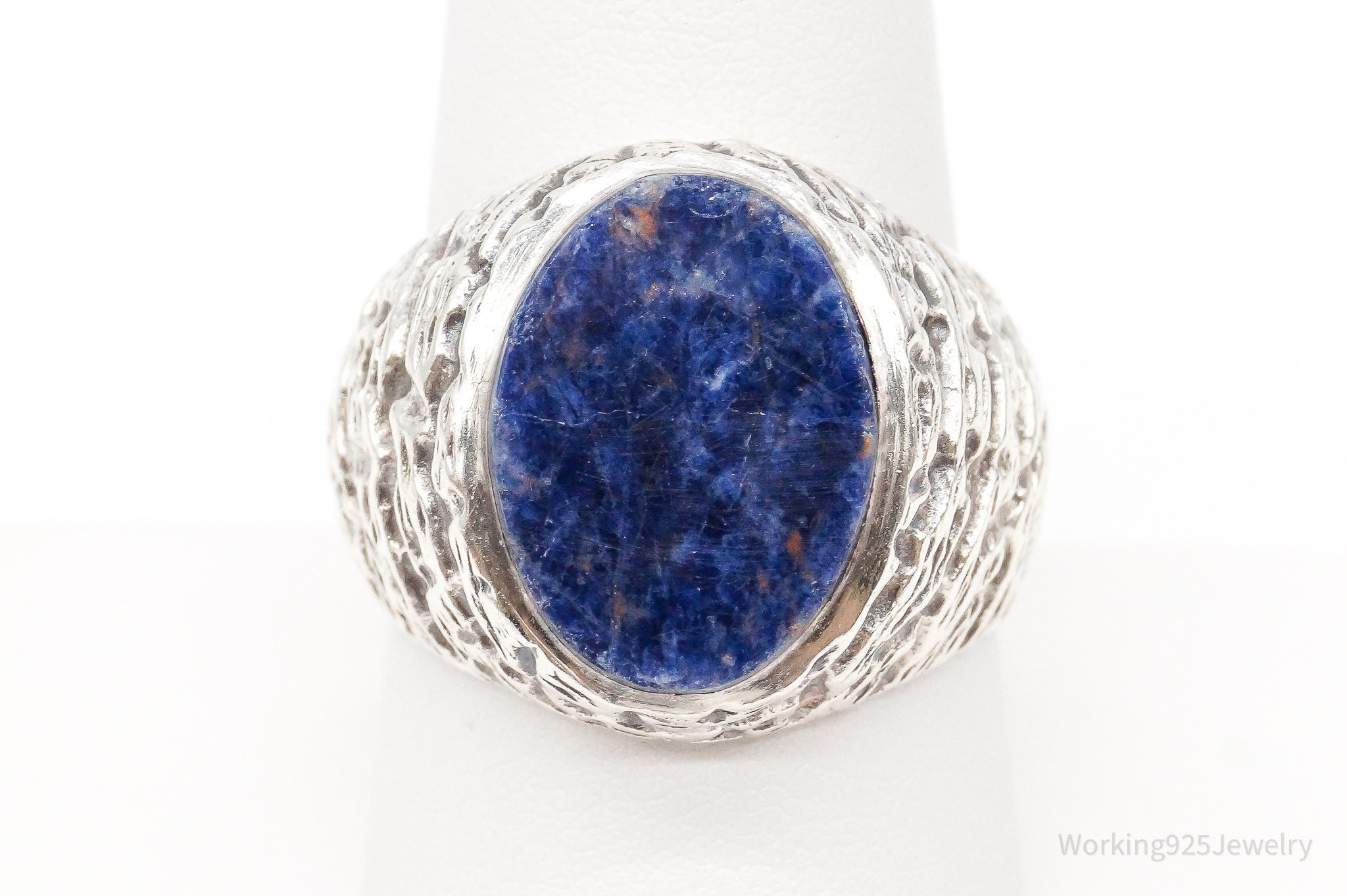 Vintage Large Sodalite Sterling Silver Ring - Size 9.25