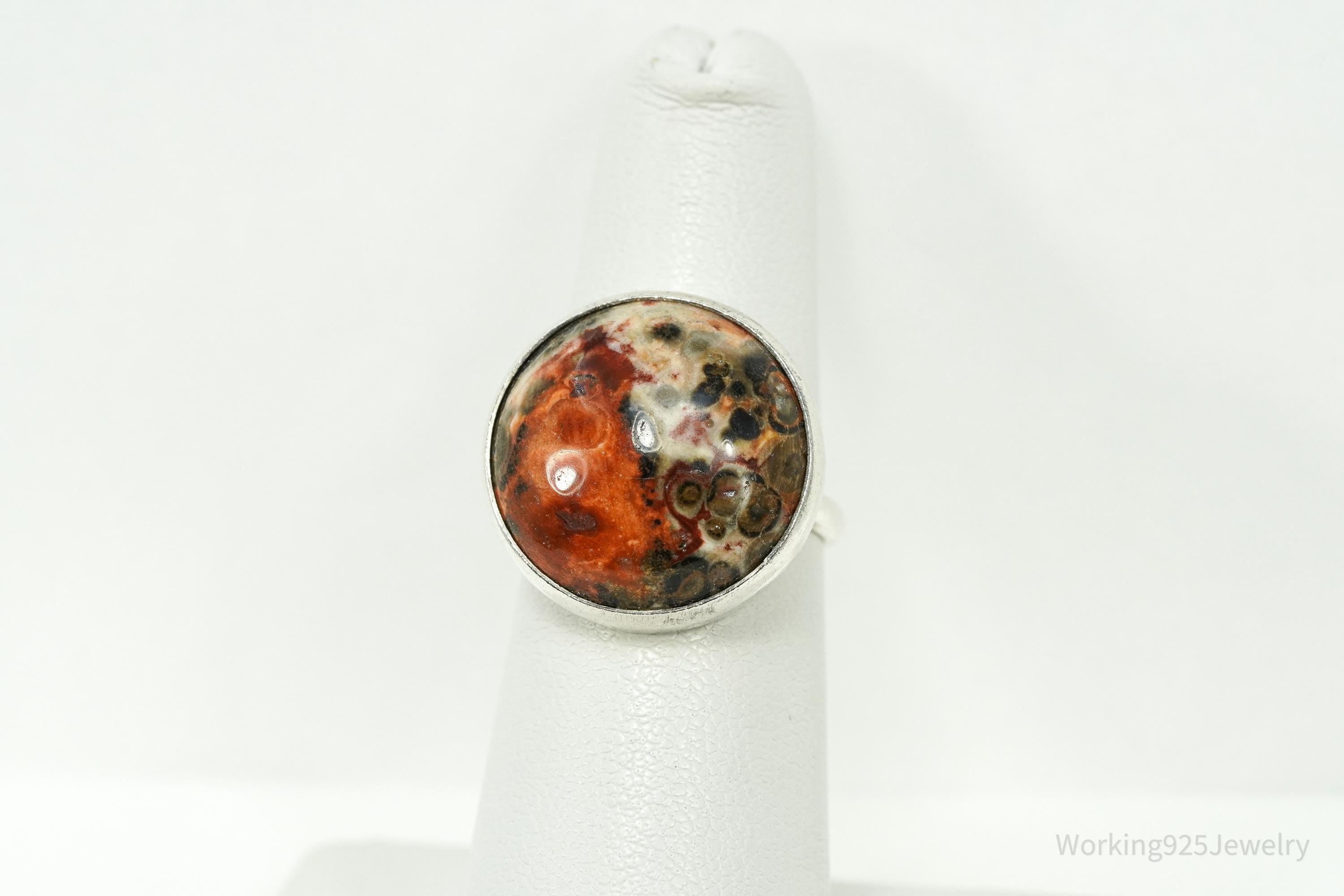 Vintage Large Jasper Silver Ring - Size 5.25