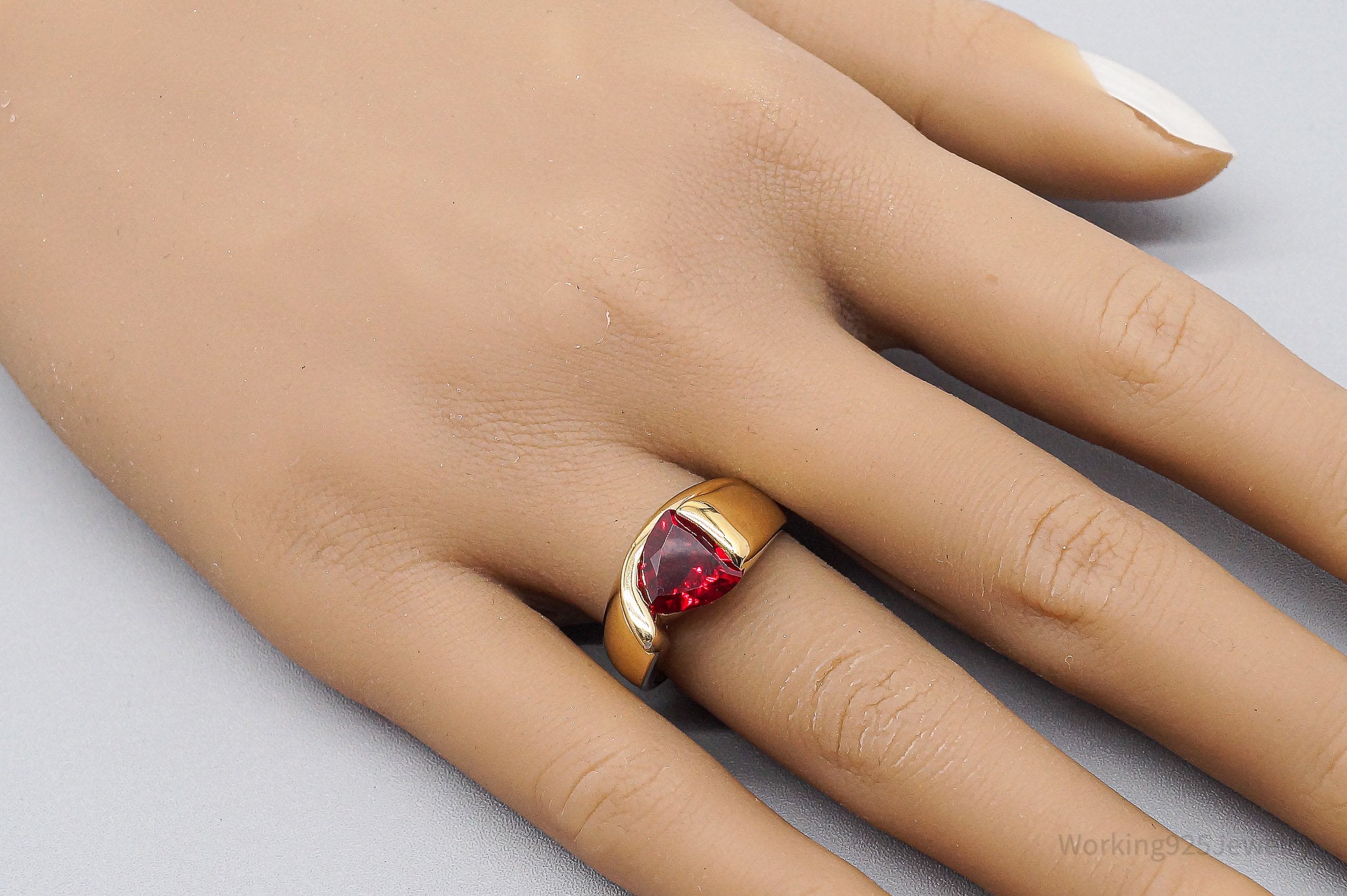 UTC Lab Ruby Gold Over Sterling Silver Ring - Size 7