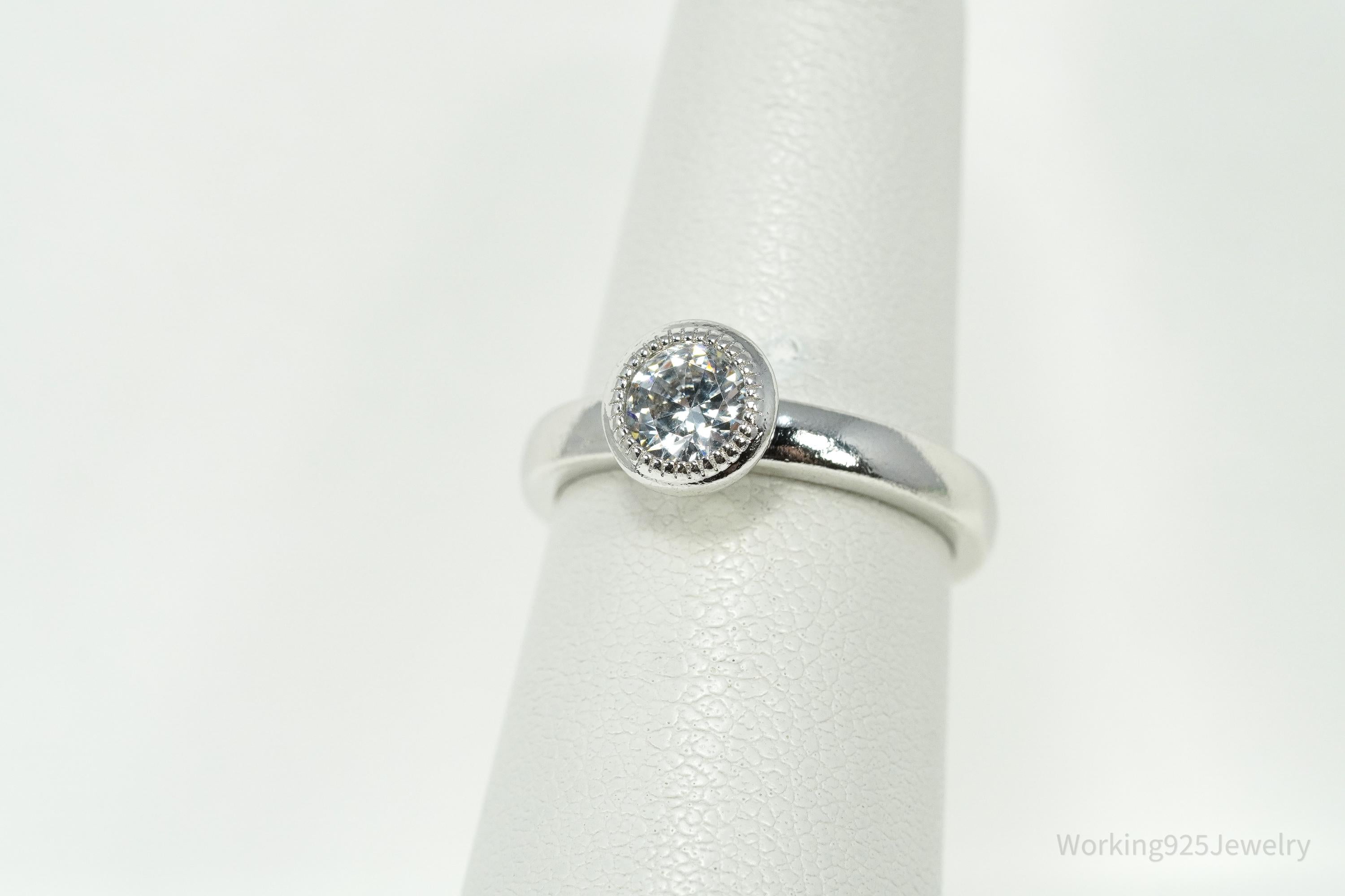 PAJ Cubic Zirconia Rhodium Over Sterling Silver Ring - Size 5
